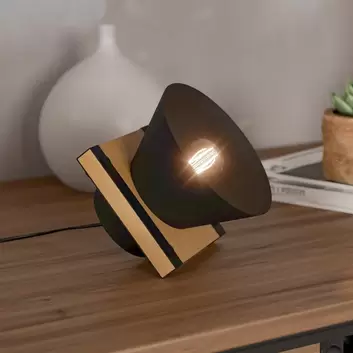 LED-Tischleuchte Panagria, schwarz Holzdetail mit
