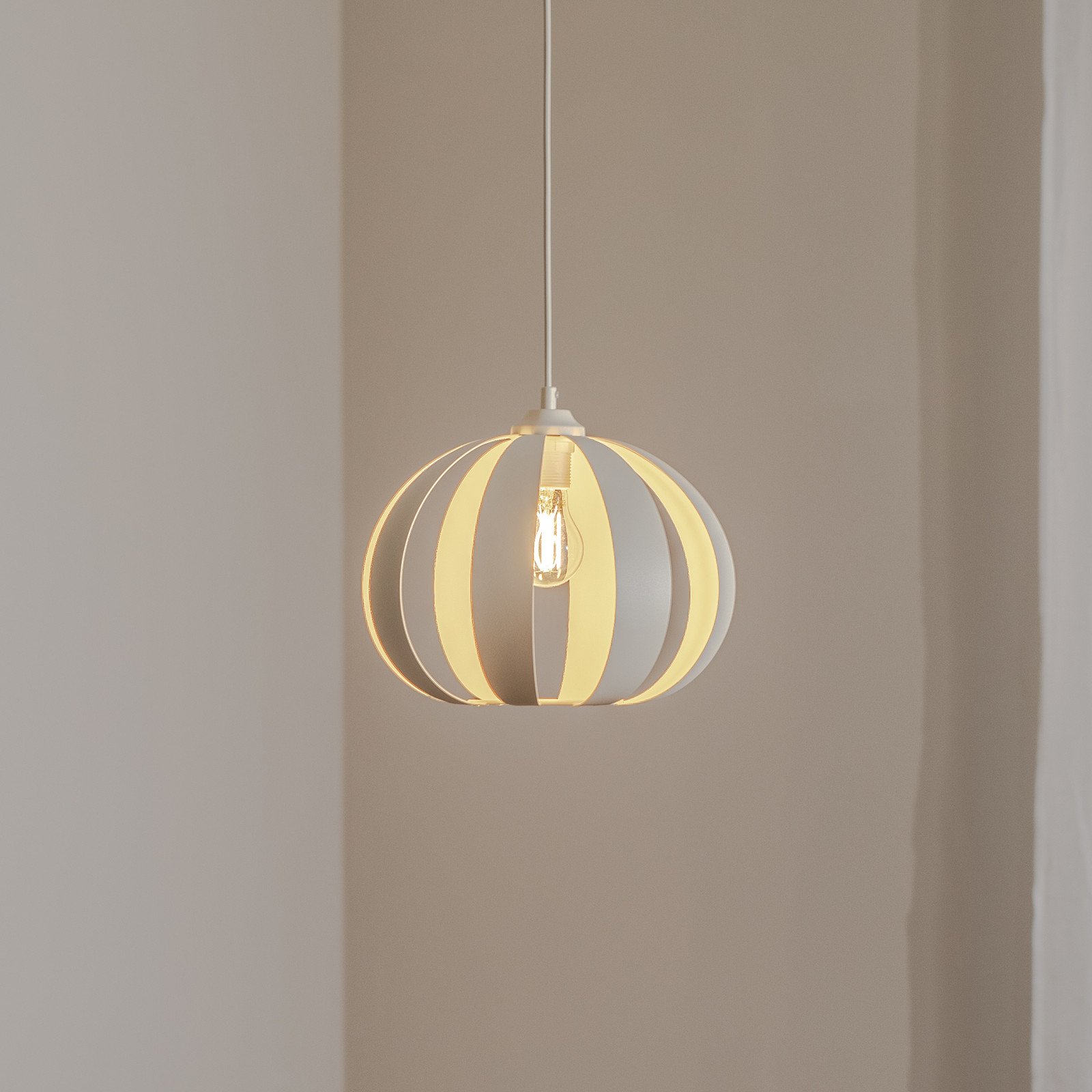 HELAM Lampă suspendată Newton 1 bec culoare nisip metal - Camera de zi / sufragerie