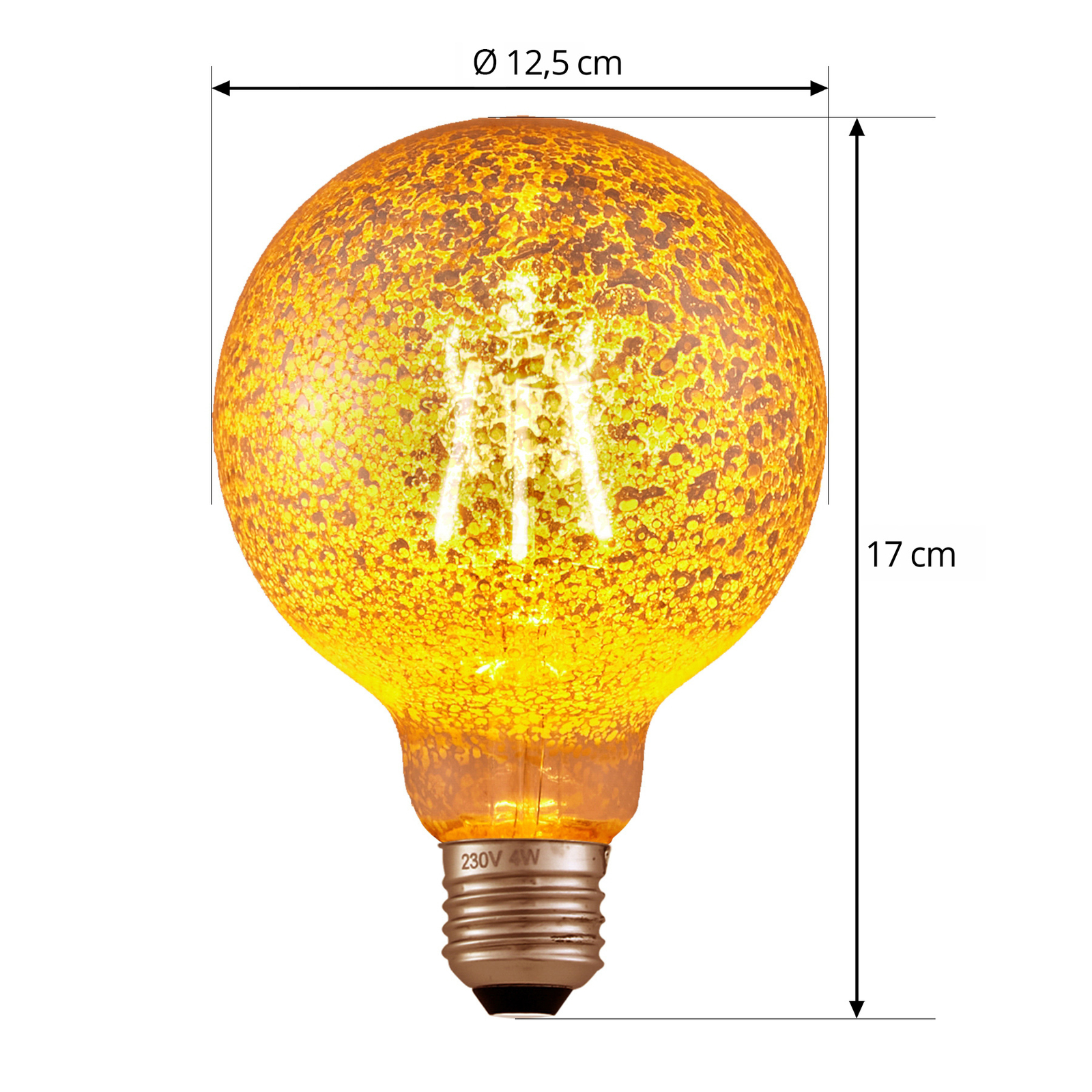 Lucande LED žárovka E27 Ø12,5cm 4W 1800K konfety