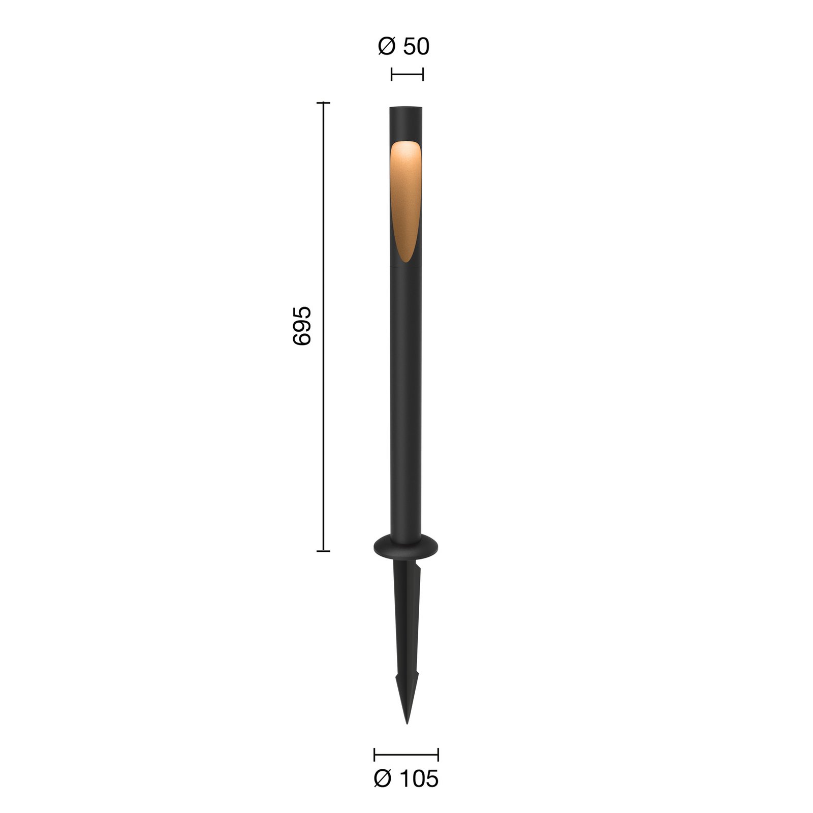 Flindt Garden Candeeiro de Jardim Long 2700K com Anchor Black - Louis Poulsen