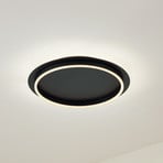 Lindby LED griestu lampa Kunis, melna, plastmasas, Ø 46 cm