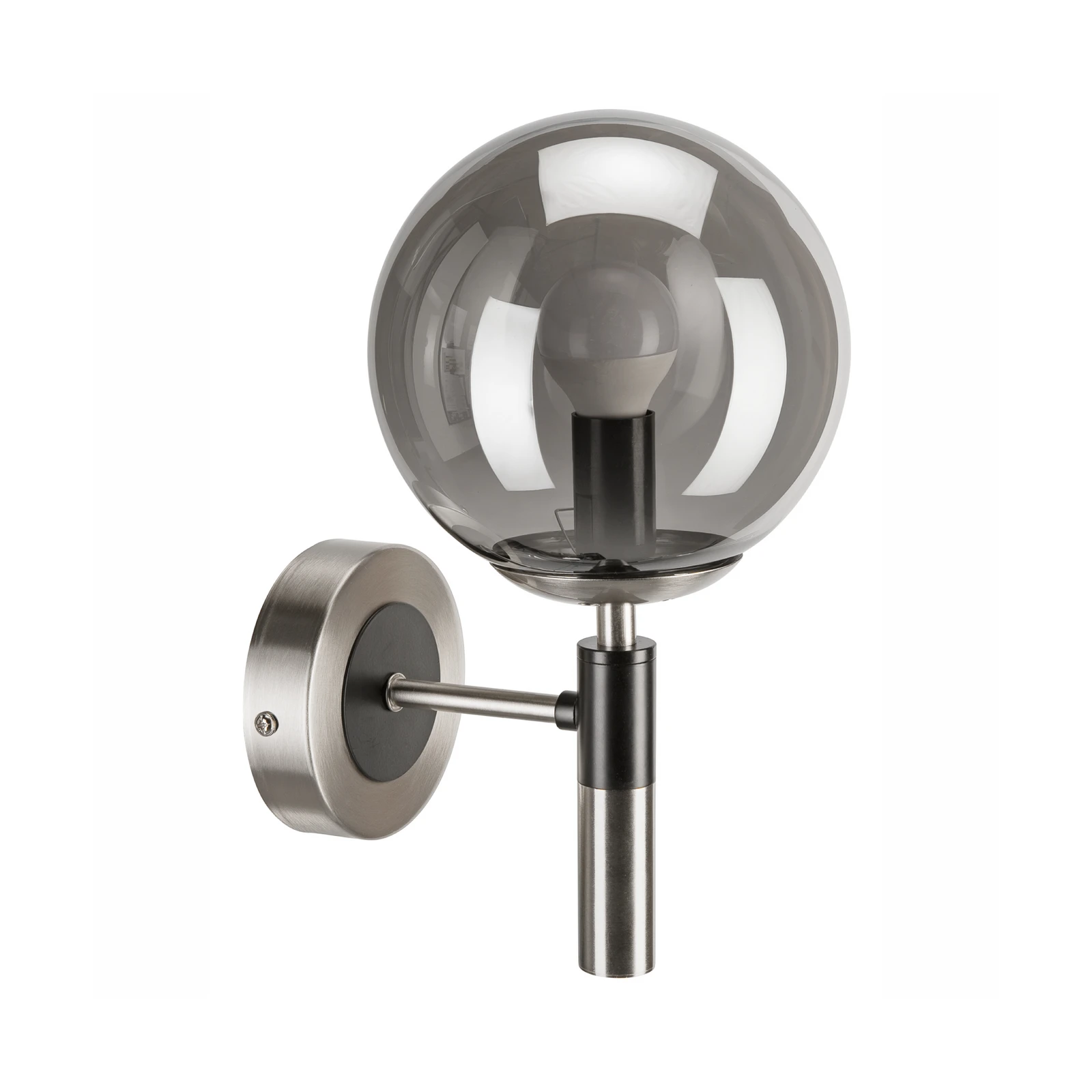 Aplique de pared Rollo, Ø 15 cm, gris humo, cristal/metal