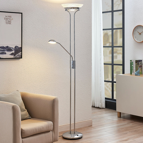 LED-taklampa Dimitra med läslampa, krom