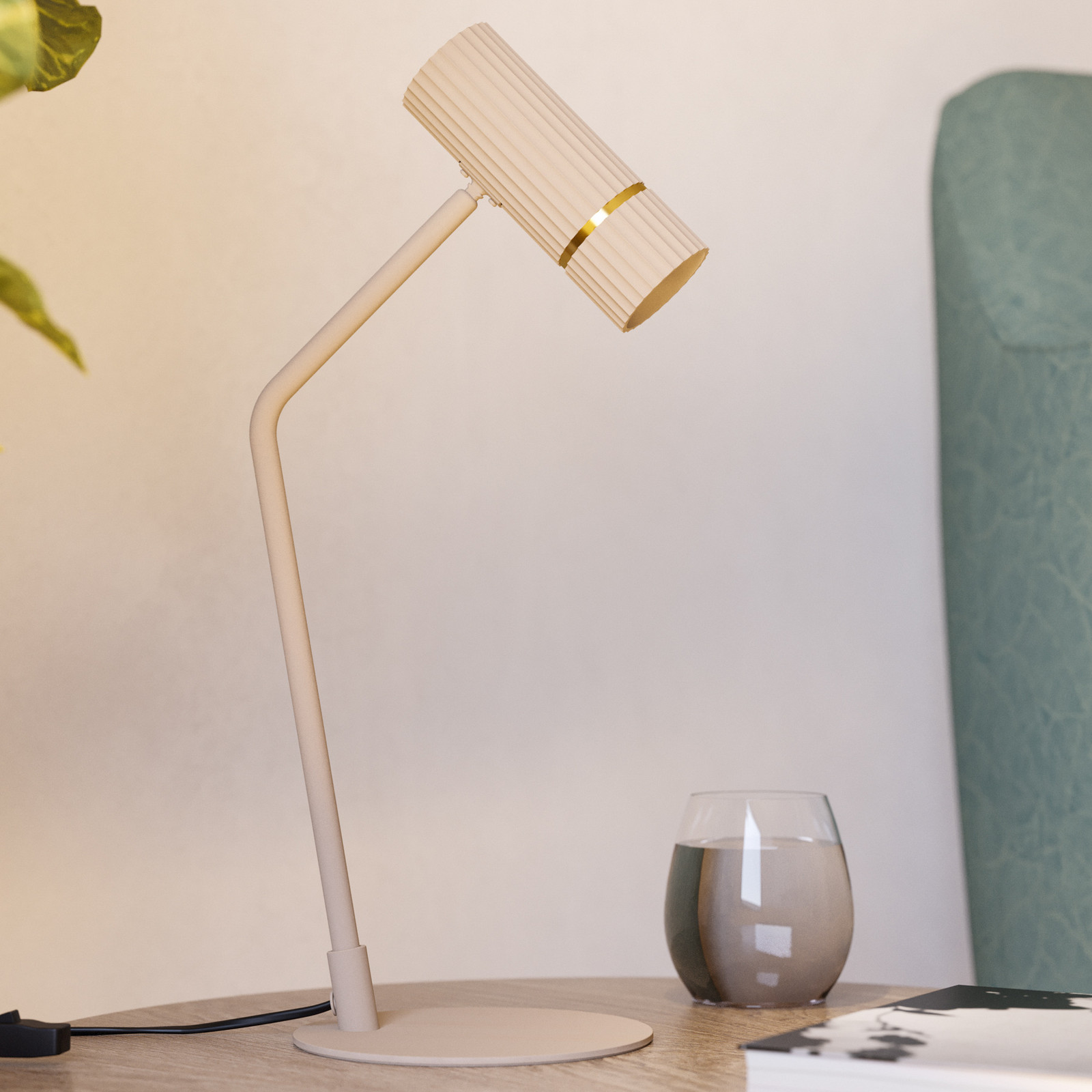 Lampă de masă cu LED Caminia înălțime 485 cm culoare nisip oțel