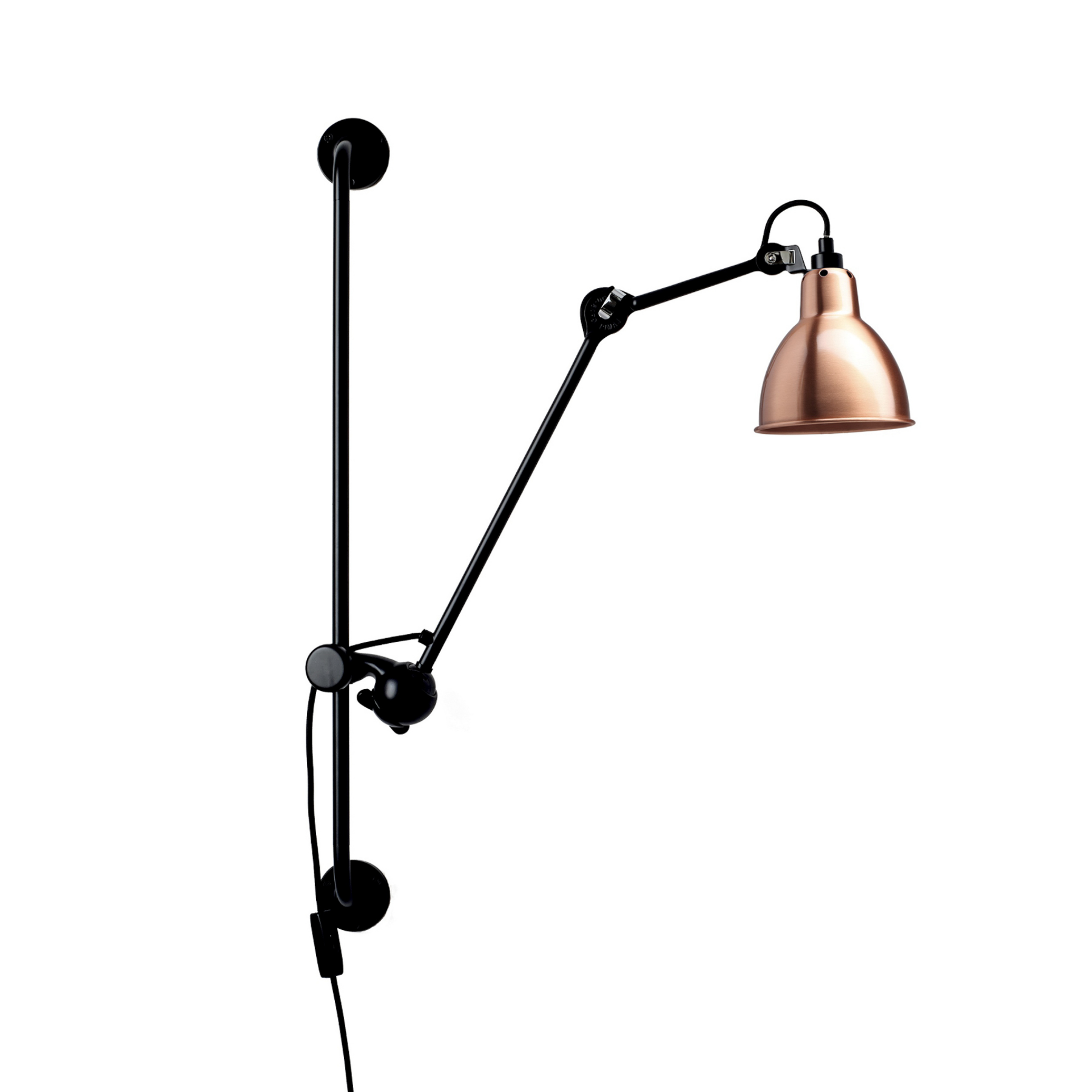 Lampe Gras 210 -seinävalaisin, musta/kupari – DCW
