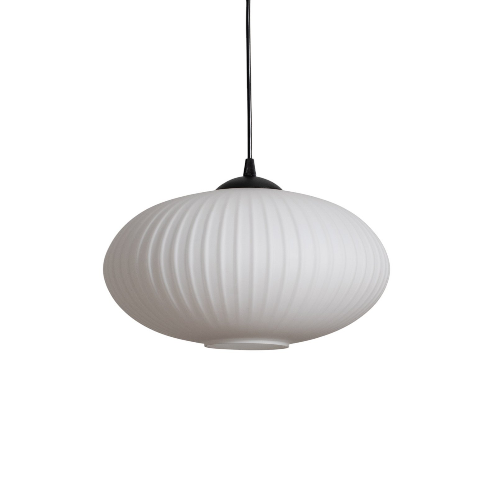 Coco dining table light, Ø 30 cm, black/opal, glass