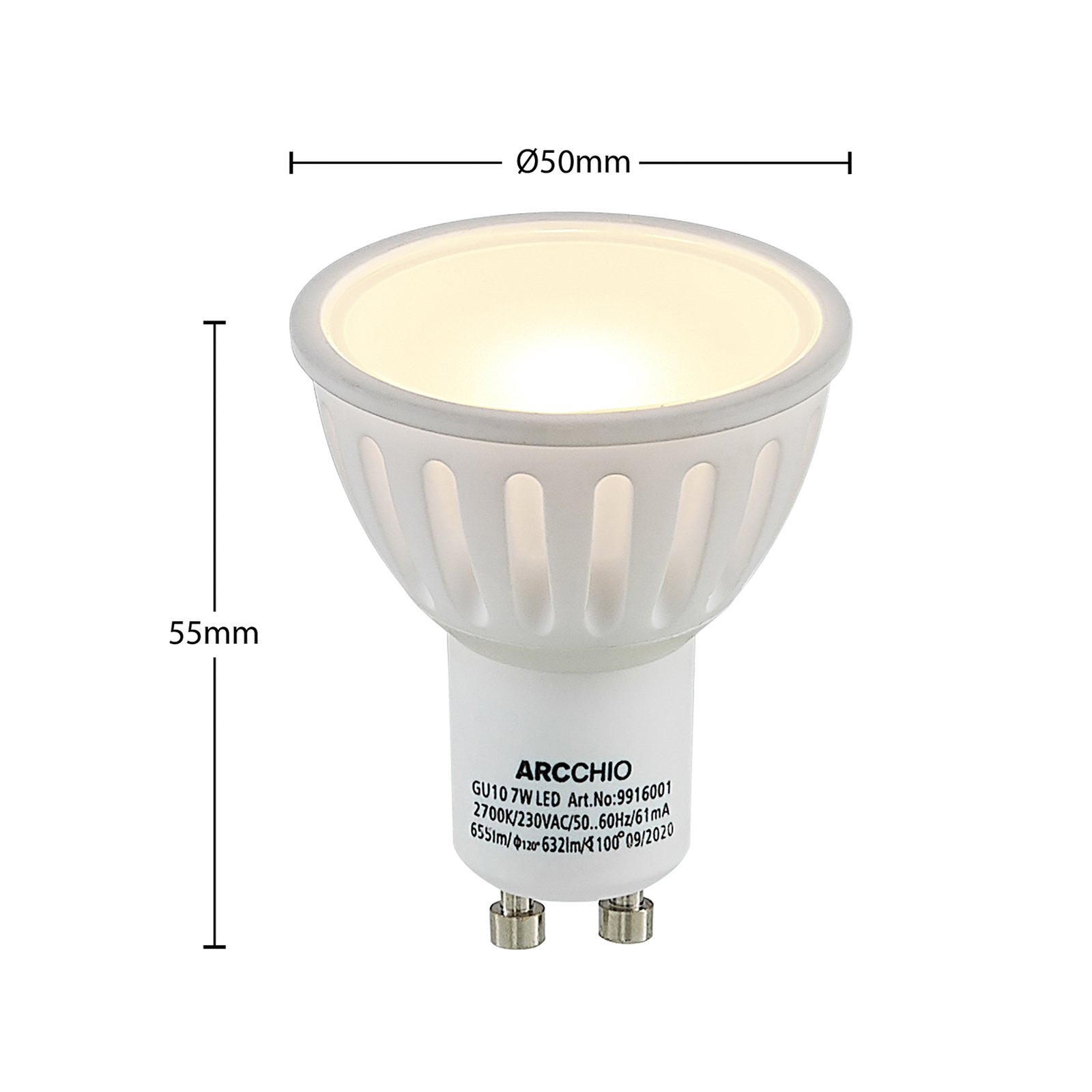 Arcchio reflector LED bulb GU10 100° 7W 2,700K 2x