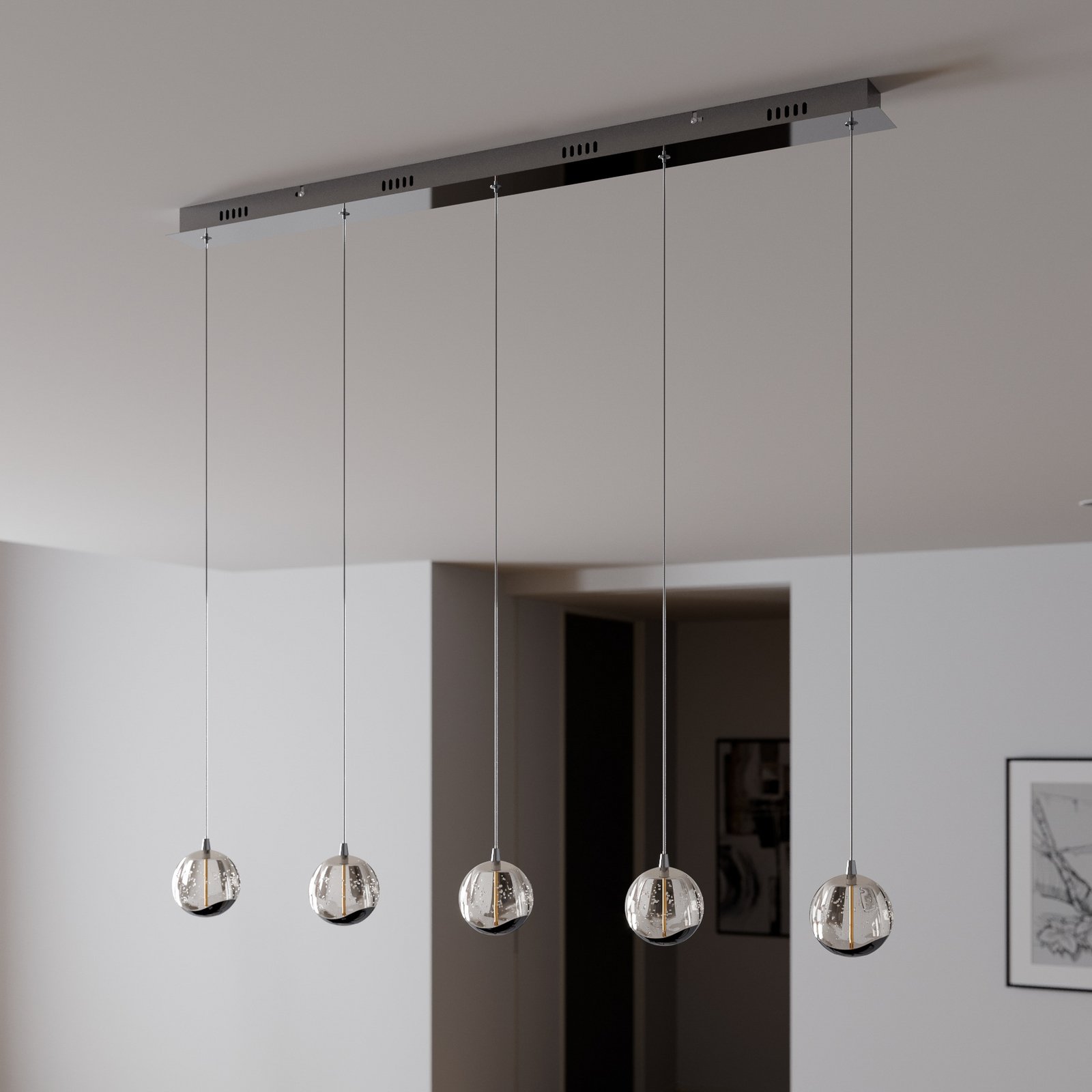 Hayley 5 Line Suspension Clear/Chrome - Lucande Hayley 5 Line Suspension Clear/Chrome - Lucande