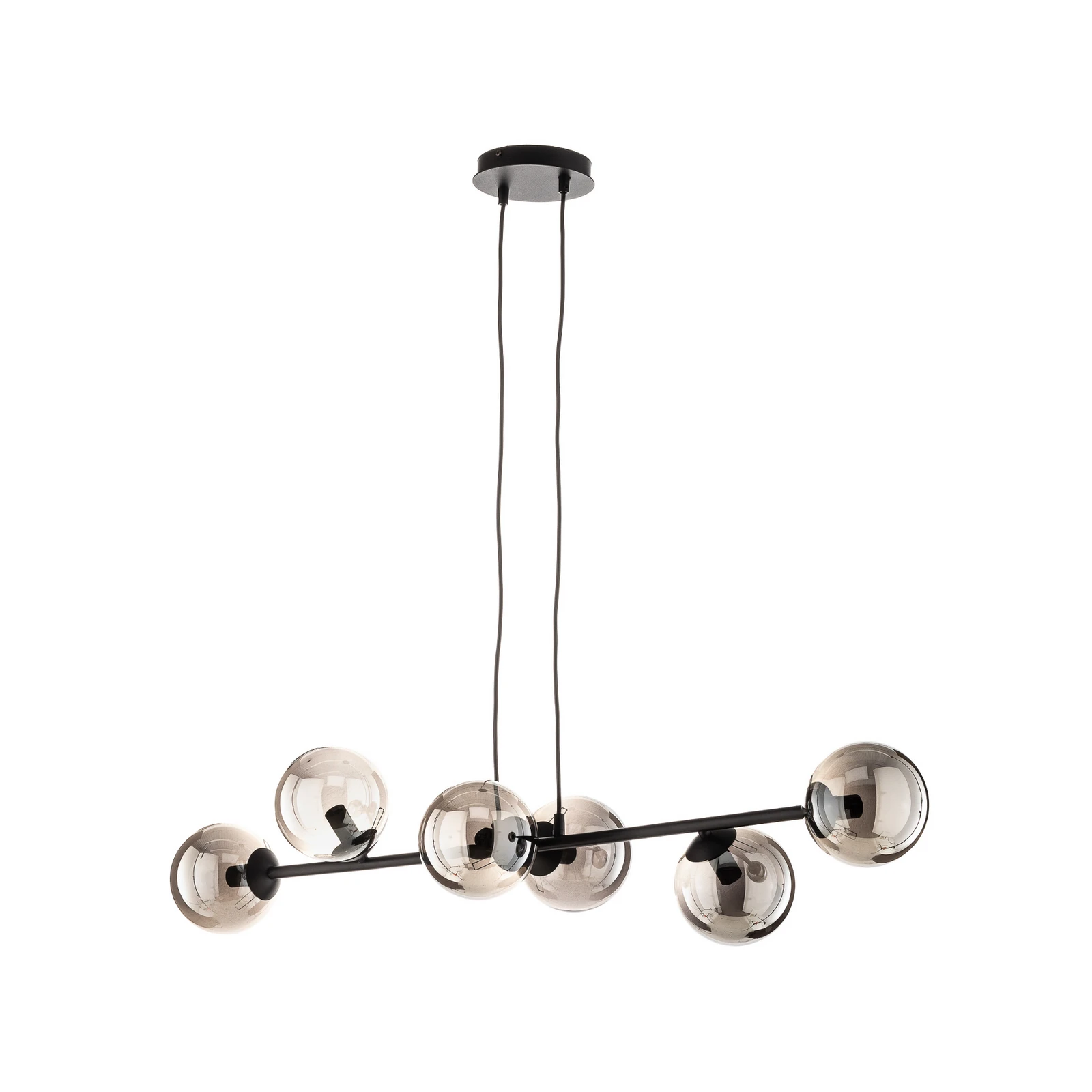 Piekaramā lampa Glassy, 6 spuldzes, melna, grafīta, stikls, 110 cm