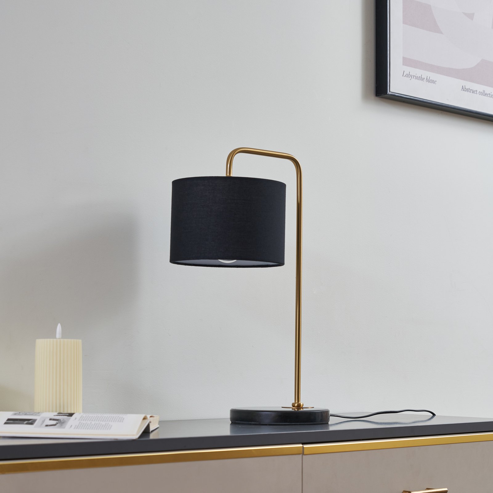 Hillary Table Lamp Black/Gold - Lindby