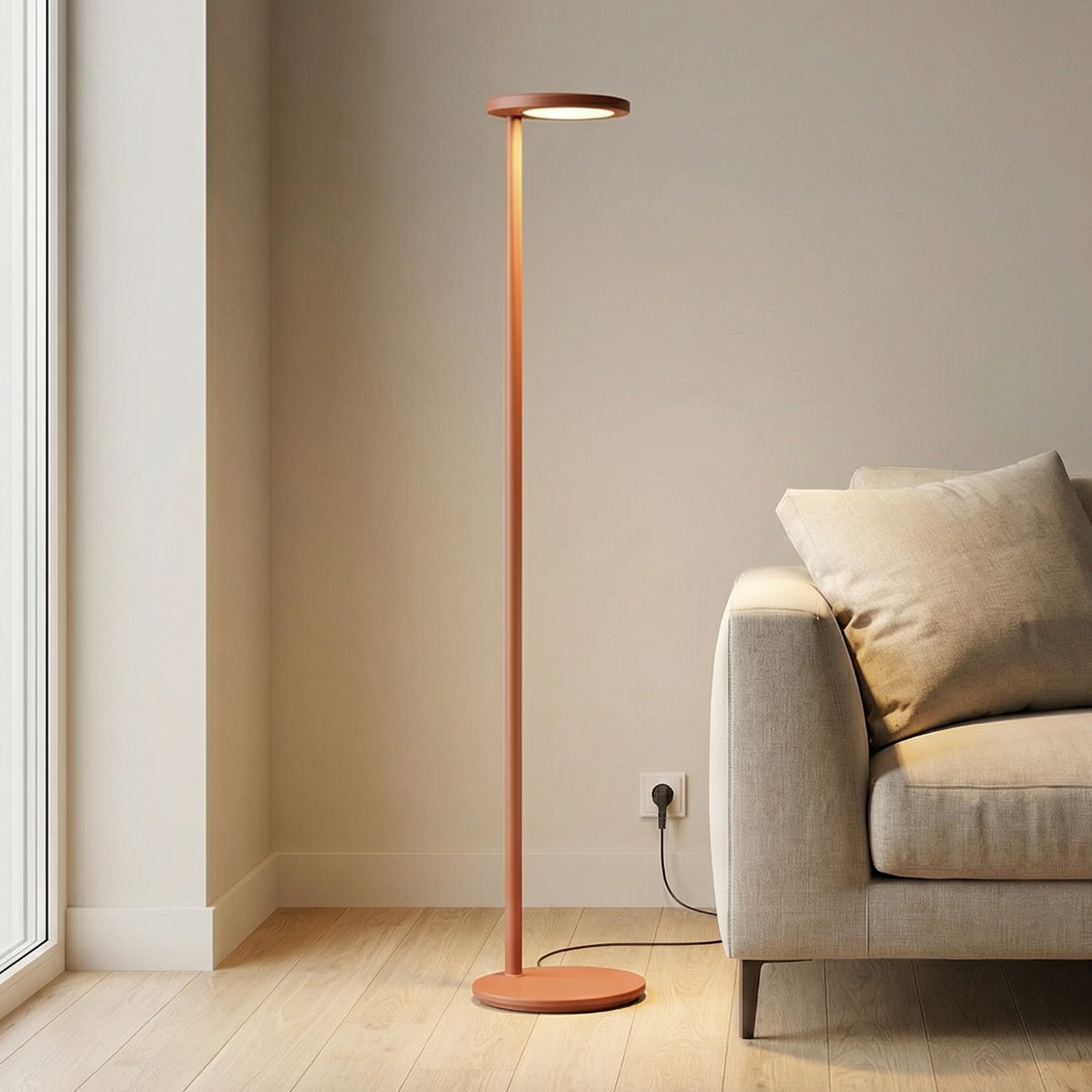 FLOS Oblique Floor LED-golvlampa 927 USB rost