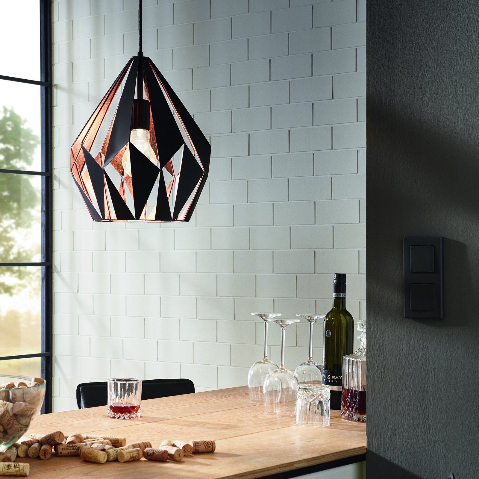 Lampada a sospensione Carlton nero-rame Ø 31 cm