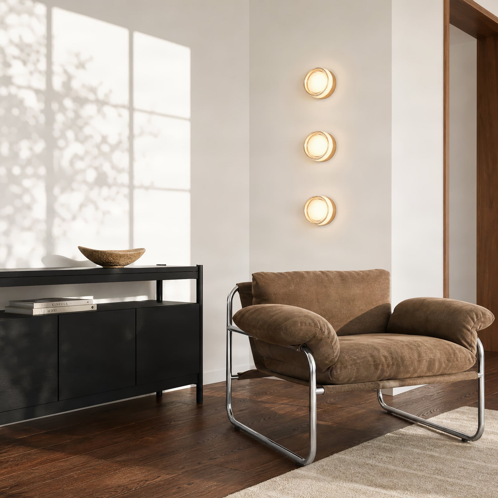 Nástenné svetlo Somber s LED osvetlením, bronzová/jantárová, Ø 12,5 cm, IP44 – Nástenné svetlo Somber s LED osvetlením, bronzová/jantárová, Ø 12,5 cm, IP44 –