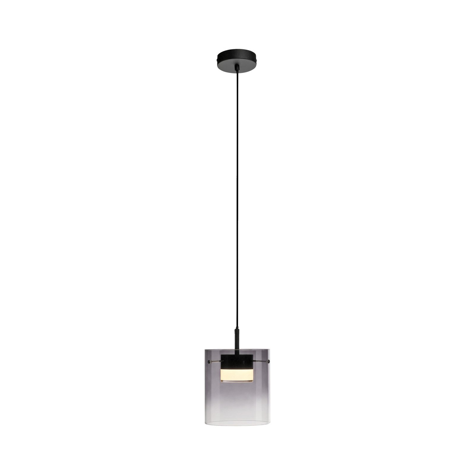 JUST LIGHT. LED hanglamp Elio, rookglas, 1-lamp, zwart