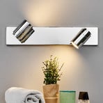 Dejan bathroom wall light in chrome, two bulbs