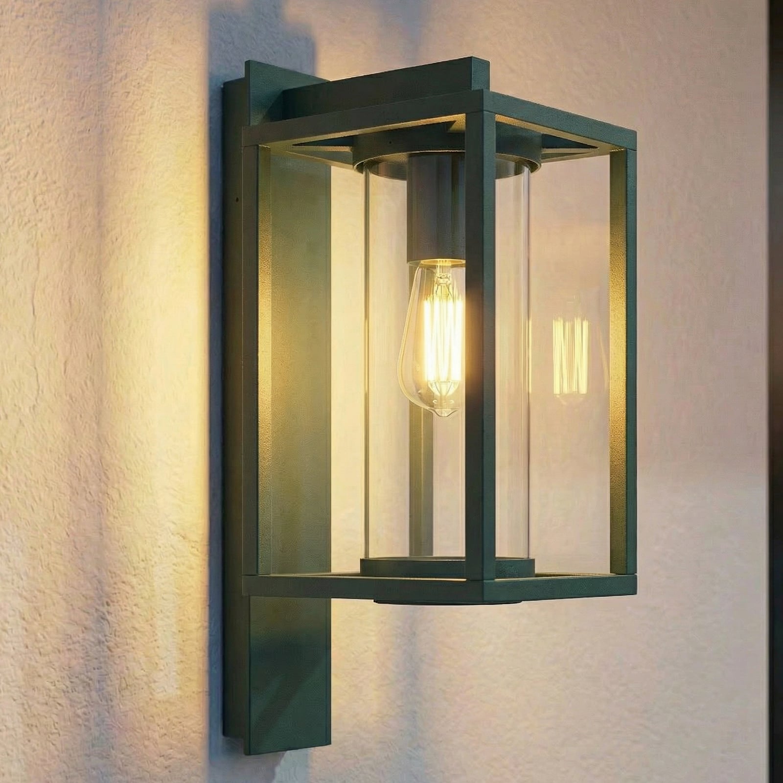 Lucande Ferda outdoor wall light, socket at bottom, green, IP44