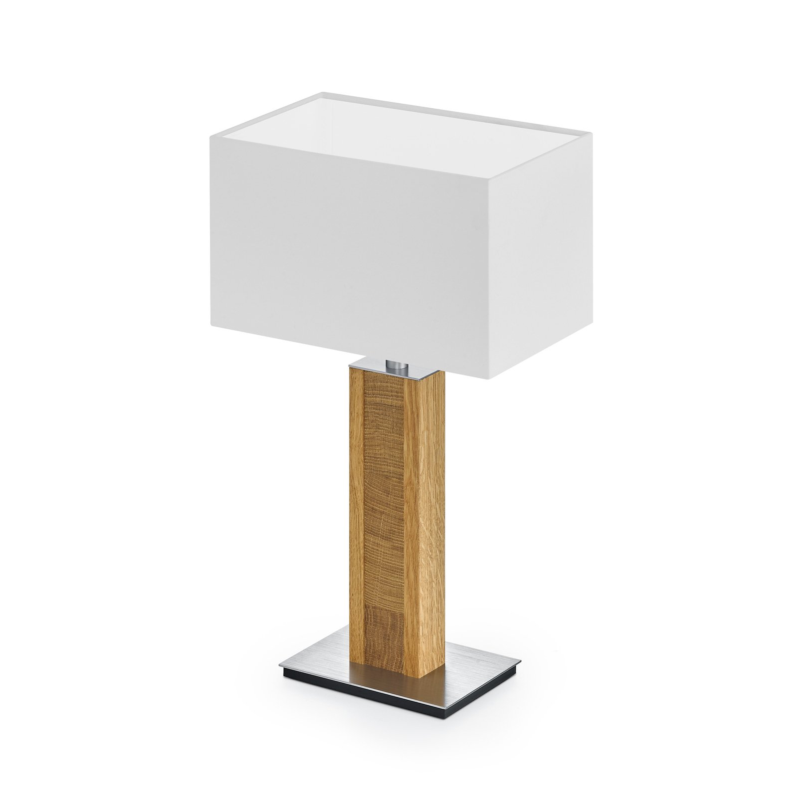 HerzBlut lámpara de mesa Karl K, angular, madera, blanco, 44 cm, E27