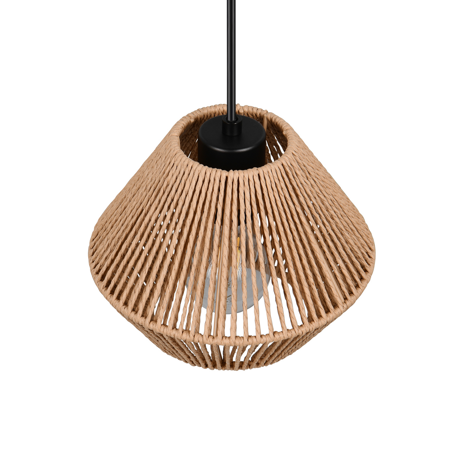 Suspension Lucille, marron, Ø 20 cm, fil de papier, E27