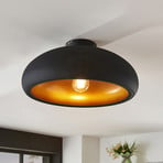 Lindby plafondlamp Gerwina, zwart/goud, metaal, 40 cm, E27