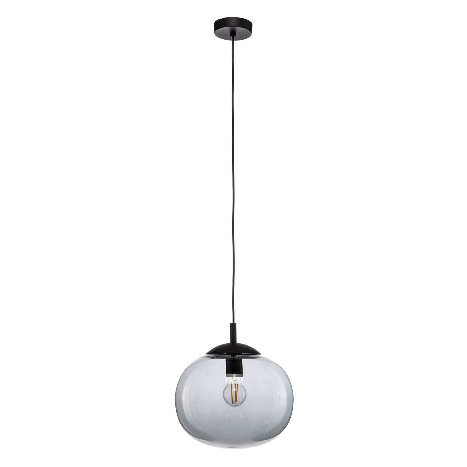 Hanglamp Vibe, grafietgrijs-transparant glas, Ø 30 cm