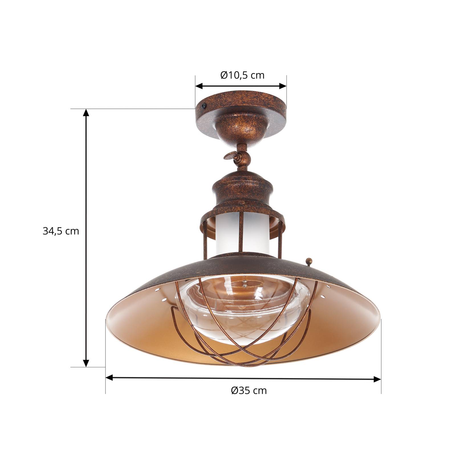 Lampa sufitowa Lindby Louisanne, brązowa, metal, Ø 35 cm