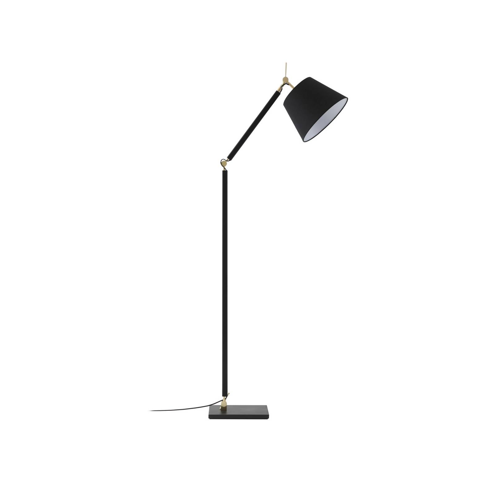 Lucande Stehlampe Marvaine, schwarz/goldfarben, Textil, E27