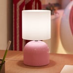 Stolová lampa Rocoso, ružová/biela, keramika, textil, 25,5 cm