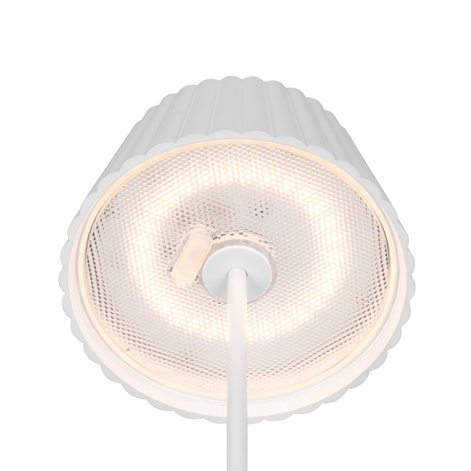 Επαναφορτιζόμενο επιτραπέζιο φωτιστικό LED Suarez, λευκό, ύψος 39 cm,
