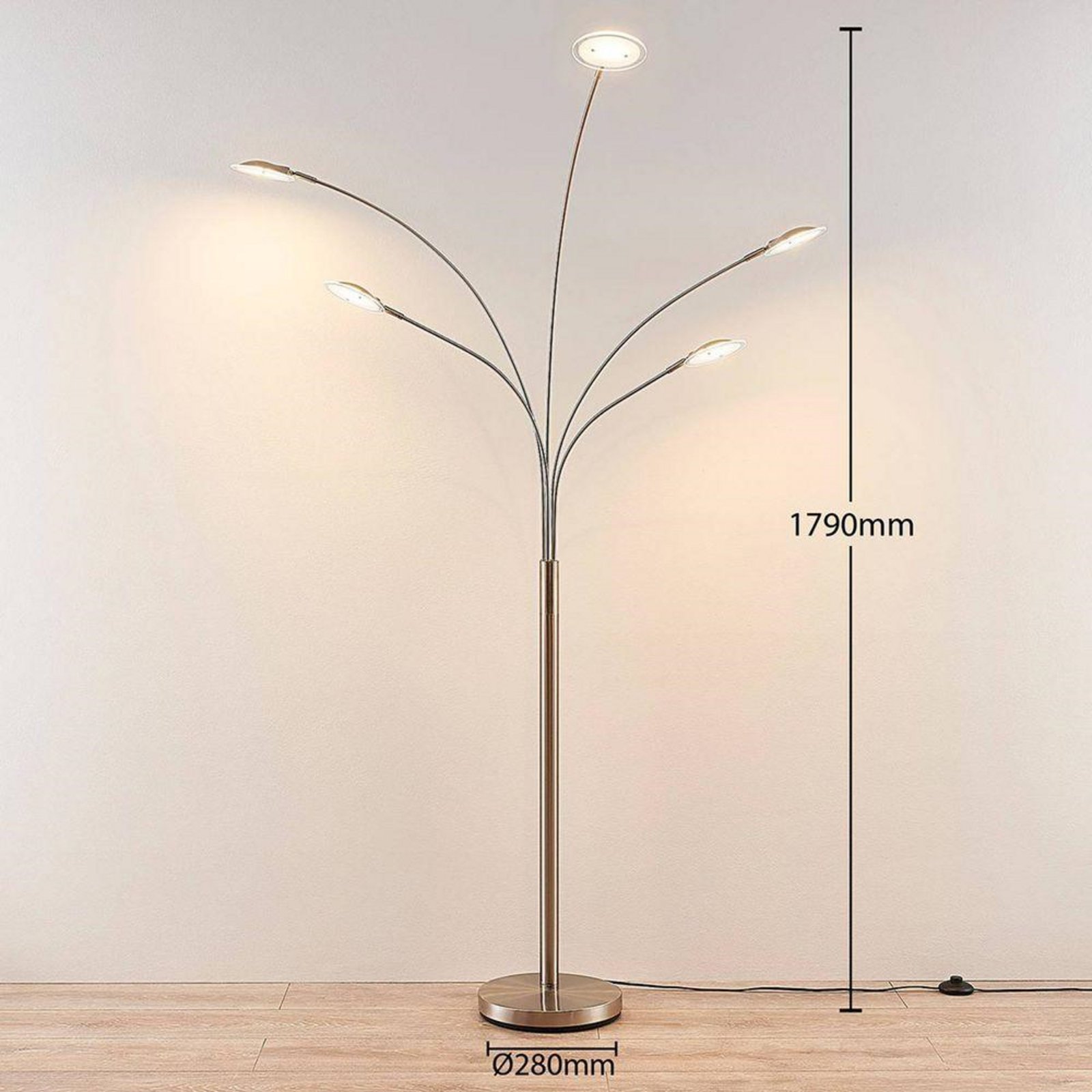 Anea 5 Lampadar Nickel/White - Lindby