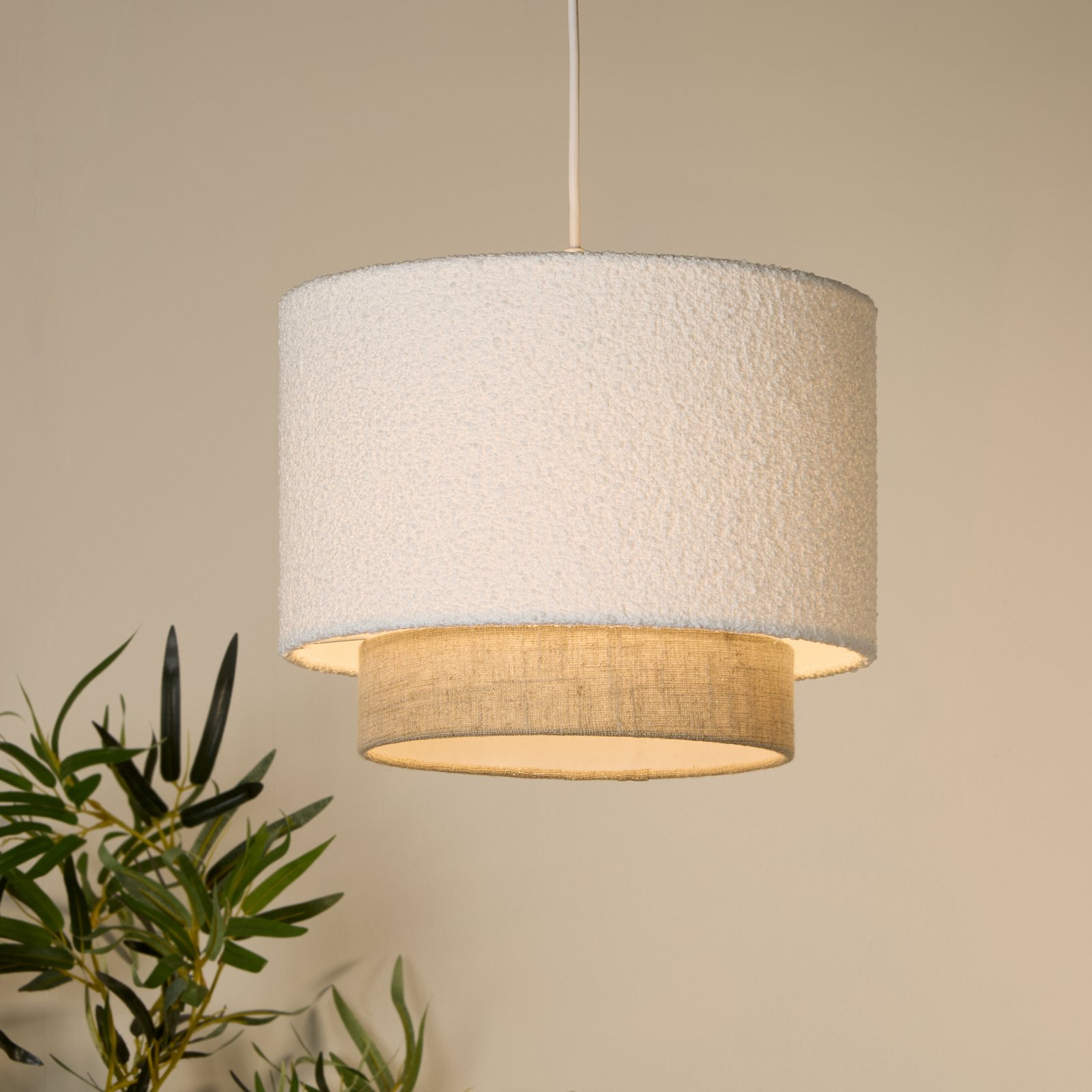 Willadeen pendant light, white/beige, linen, Ø 30 cm, E27