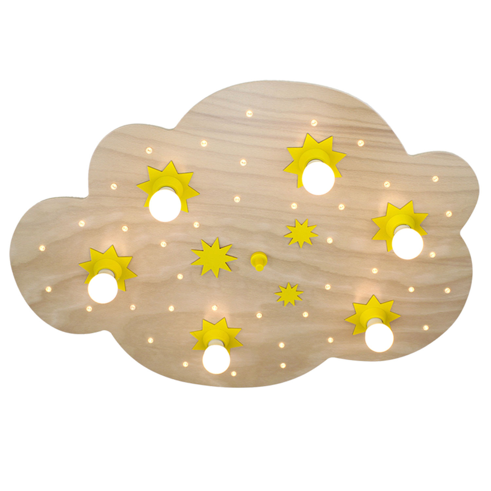 Elobra Star Cloud ceiling light, natural beech, 80 cm, for Children's Room, wood, E14, 40 W, energy efficiency: A++, L: 80 cm, W: 60 cm, H: 8 cm