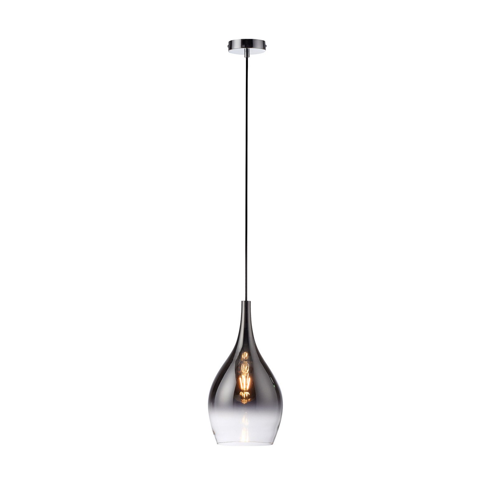 Paul Neuhaus Pilua lampă suspendată gri fum sticlă Ø 20 cm E27 - Camera de zi / sufragerie - modern - gri fum crom