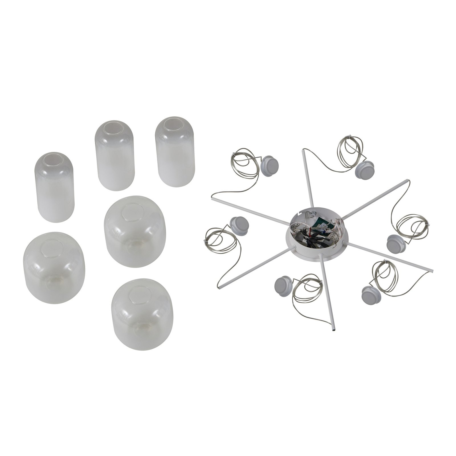 Lucande Suspension LED Avelina, blanc, à 6 lampes