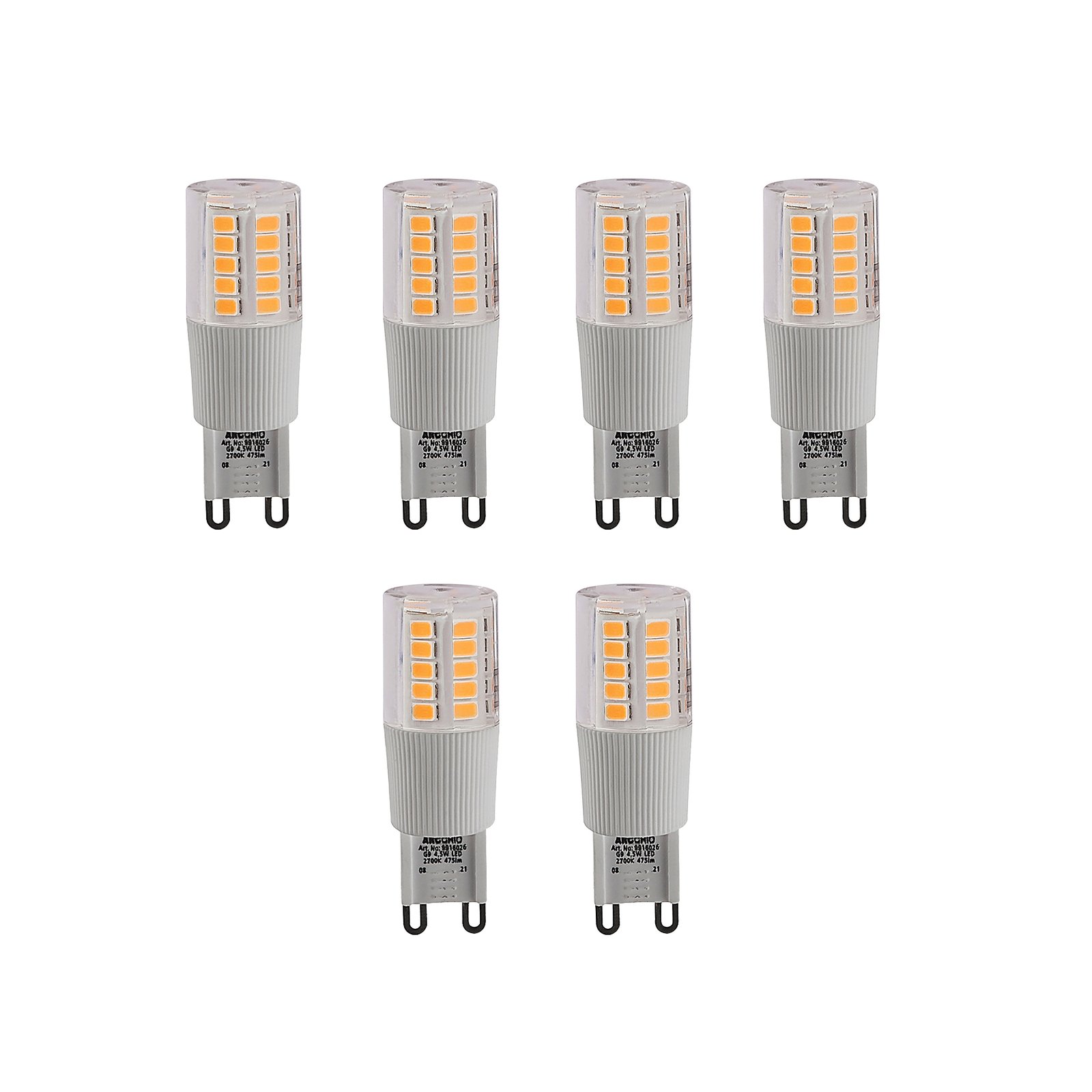 Arcchio bi-pin LED bulb G9 4.5 W 2,700 K 6-pack