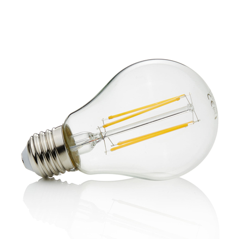 E27 LED-pære filament 8W, 1.055Lm, 2.700K, klar