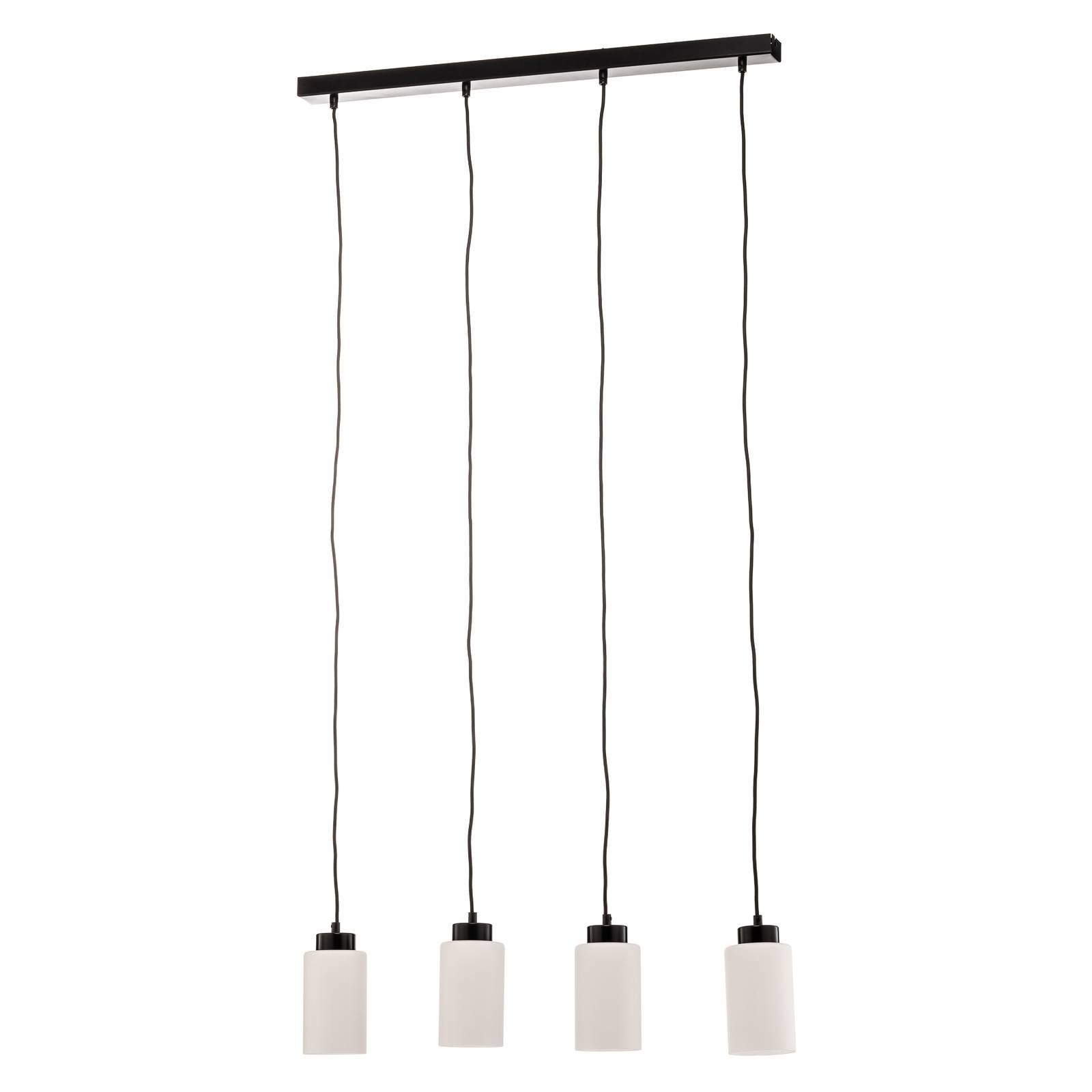 Suspension Vitrio 4 lampes allongée noir/blanc