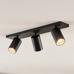 Arcchio spot Brinja, zwart, hoekig, Ø 6cm, 3-lamps, GU10