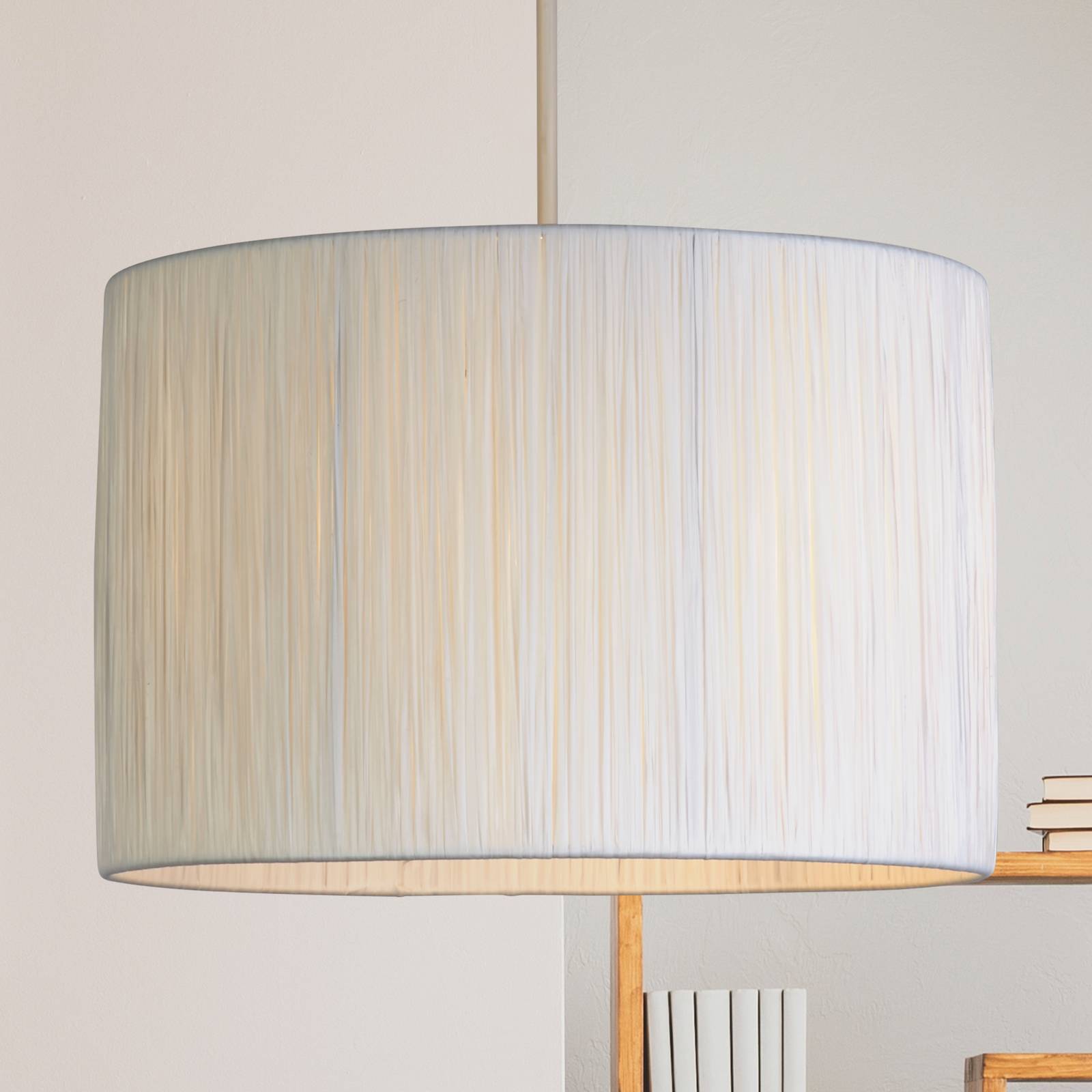 Hängeleuchte Morianna, weiß, Bastgewebe, Ø 30 cm, E27 günstig online kaufen