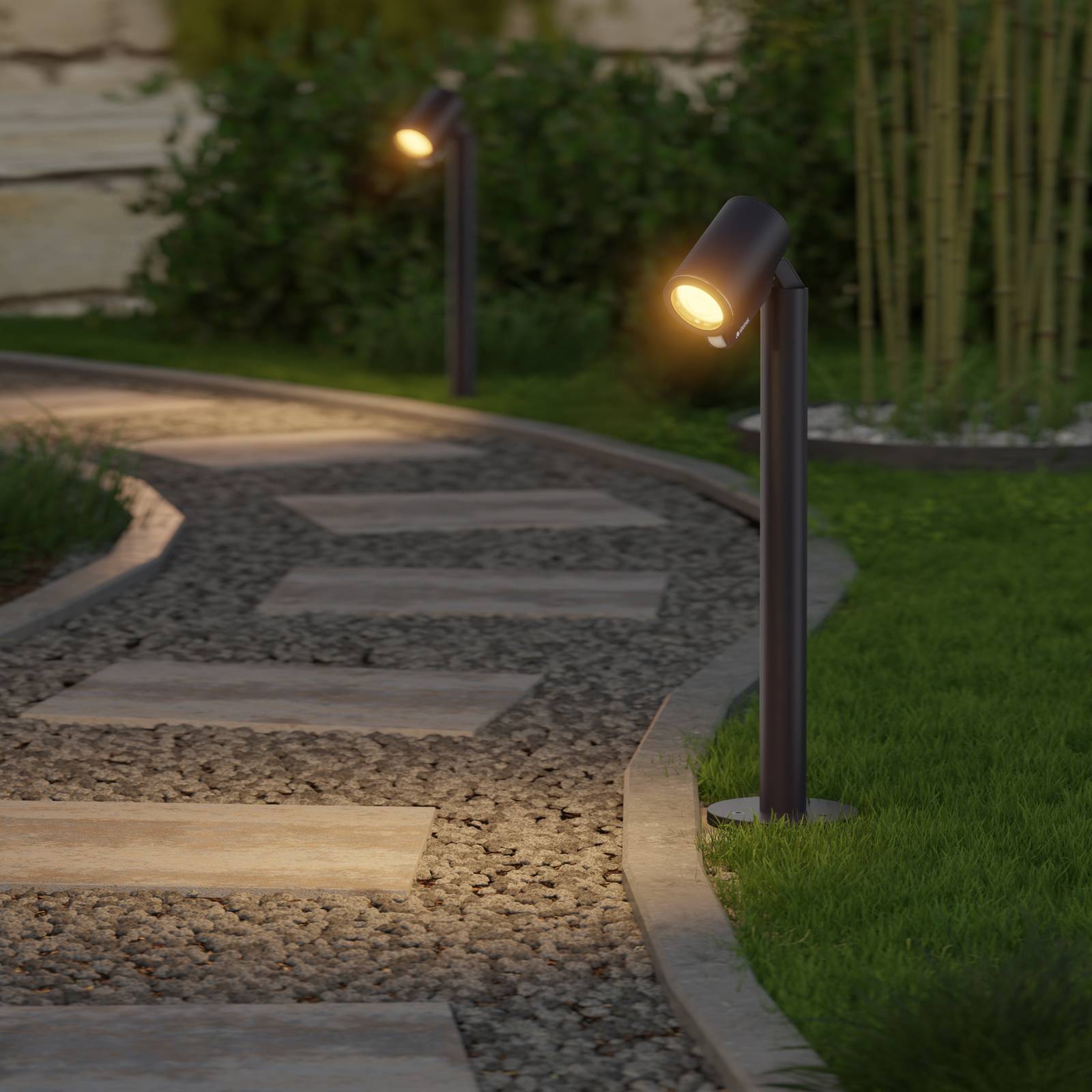 Steinel Led-Sockelleuchte Way C, Schwarz, Alu, IP65, Rgbww