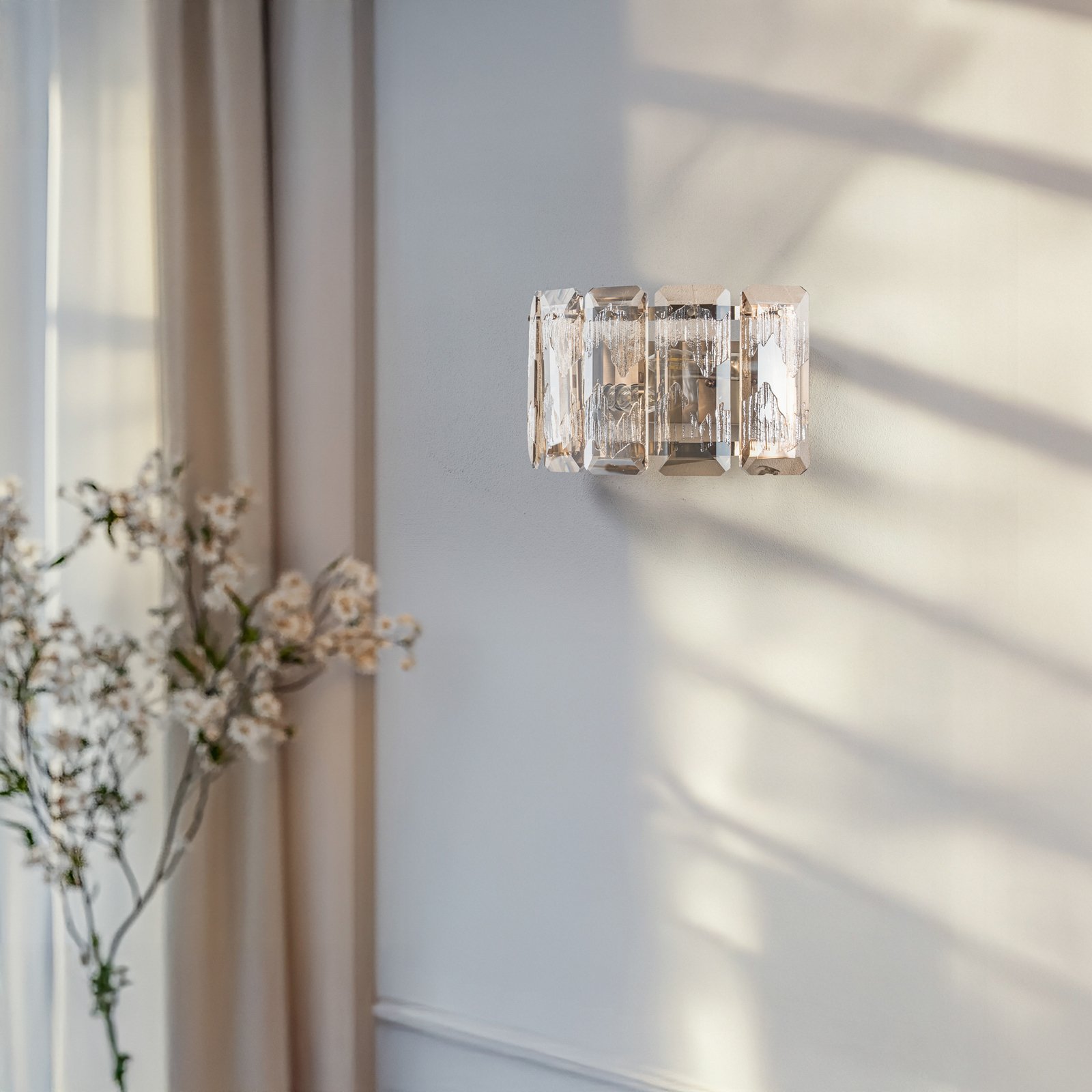 Candeeiro de parede Orvin latão antigo largura 33 cm vidro/metal 2 lâmpadas