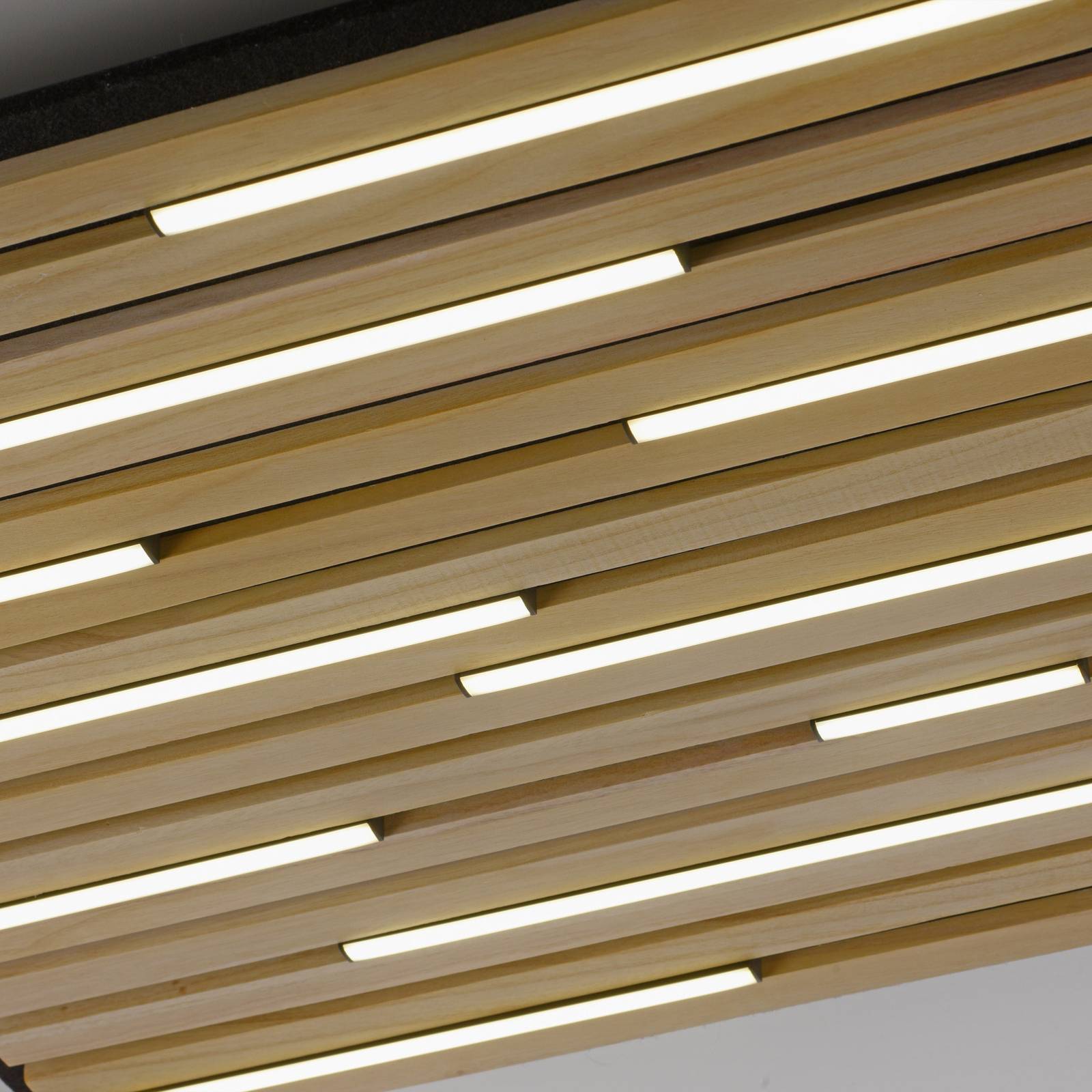 Paul Neuhaus Inteligentna lampa sufitowa LED Q-Acoustic drewno 62 x 62 cm