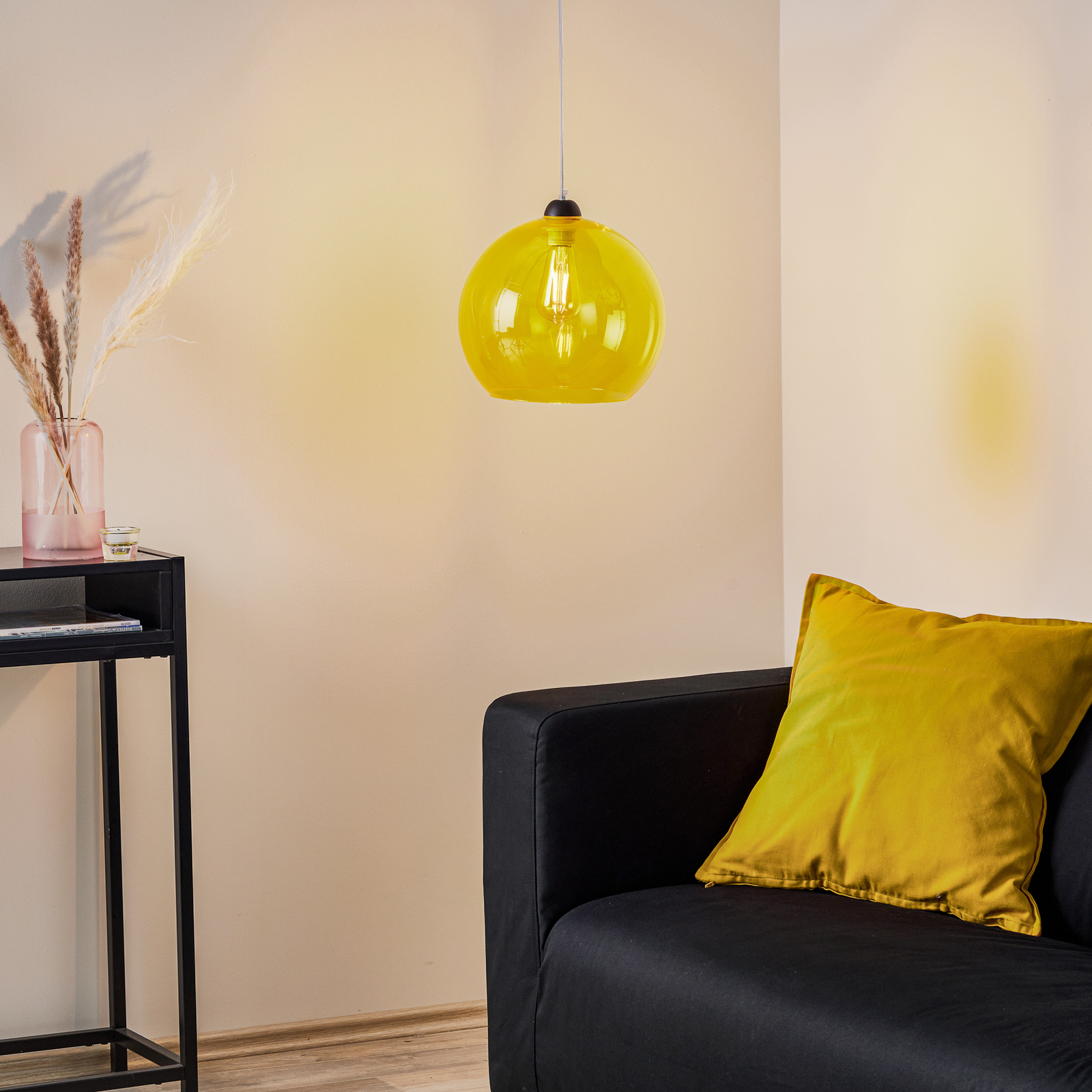Hanglamp Colour, glazen kap geel