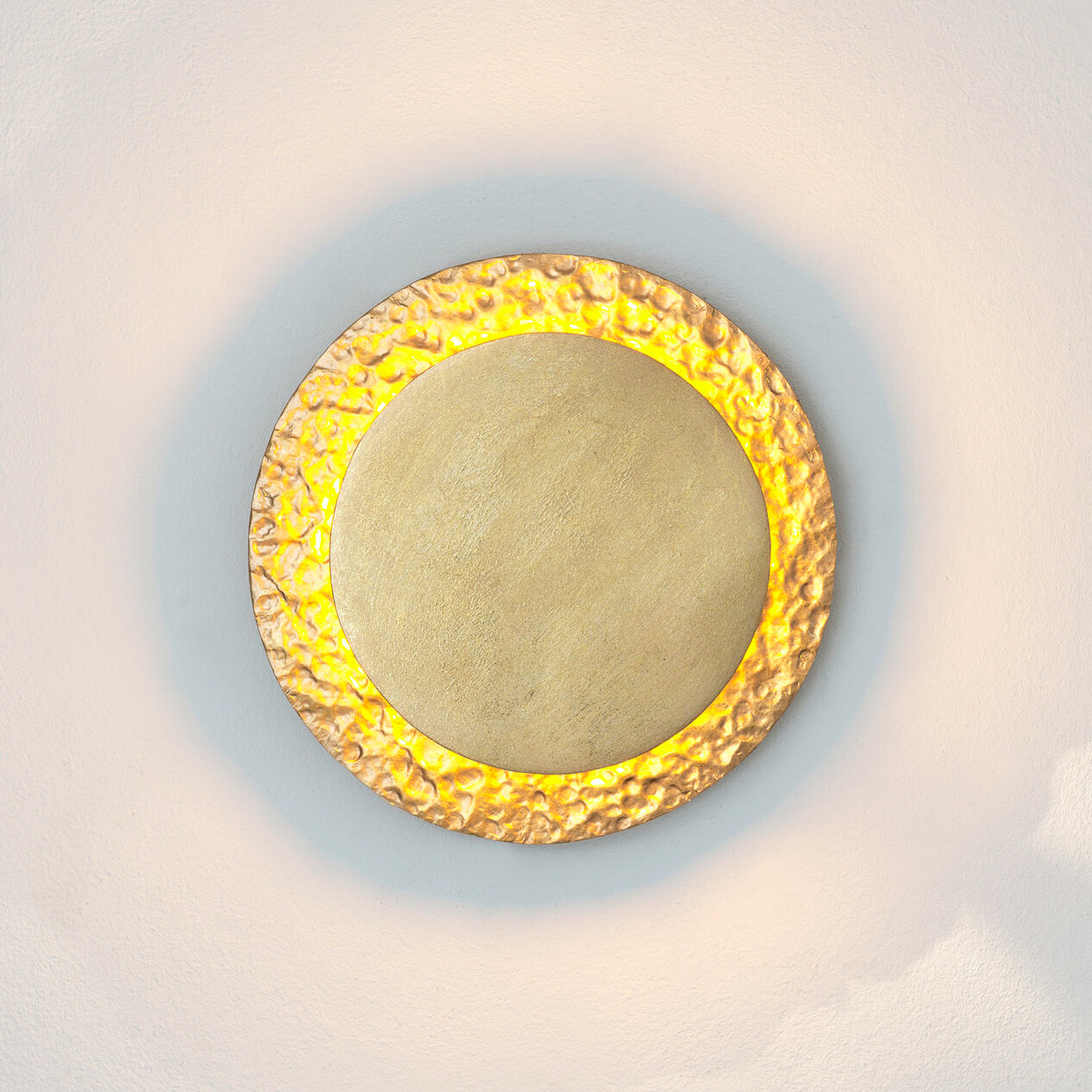 Aplique de pared LED CORONARE, Ø 26 cm, color dorado, metal, atenuable