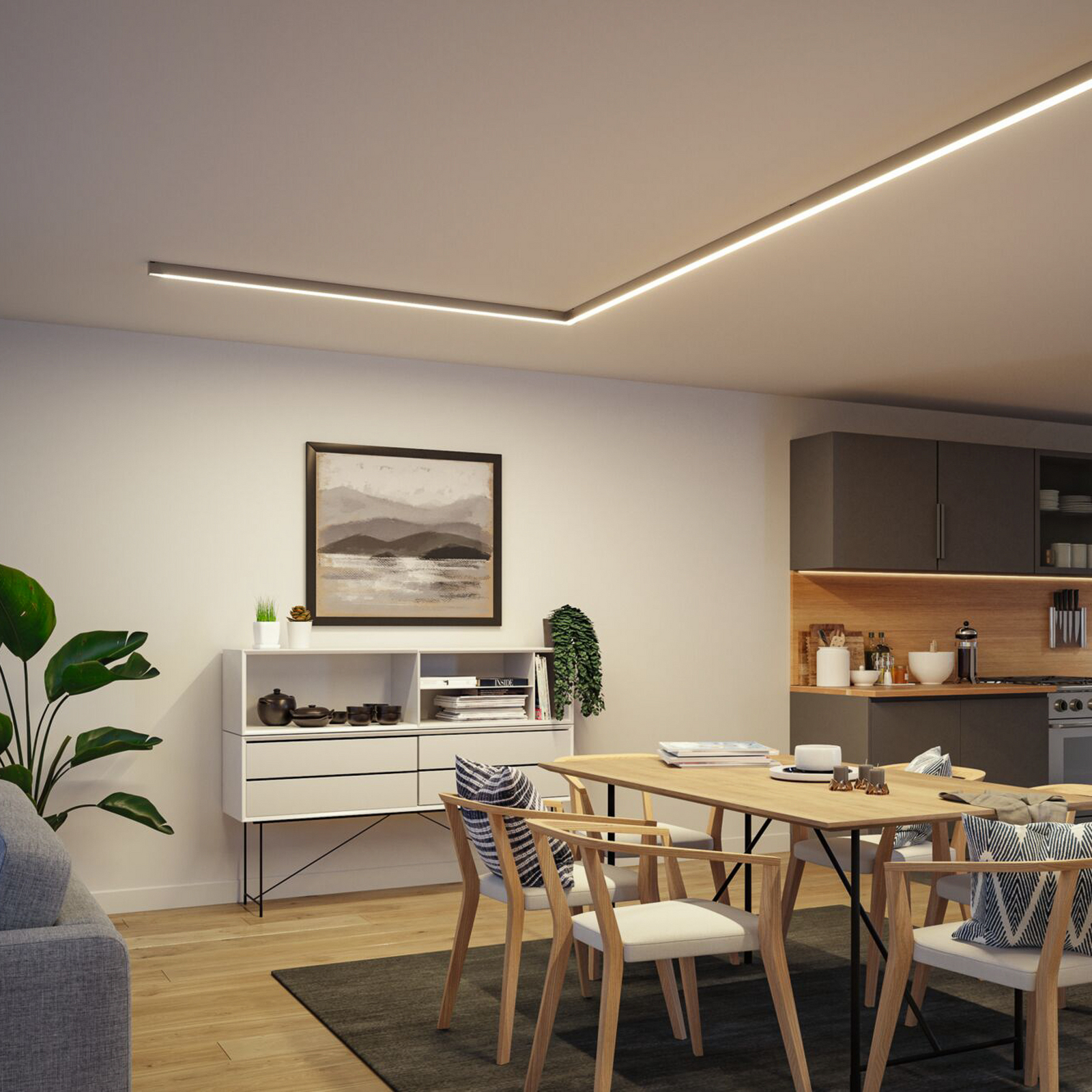 Paulmann Linion batten light, chrome, 1 m master transformer on/off