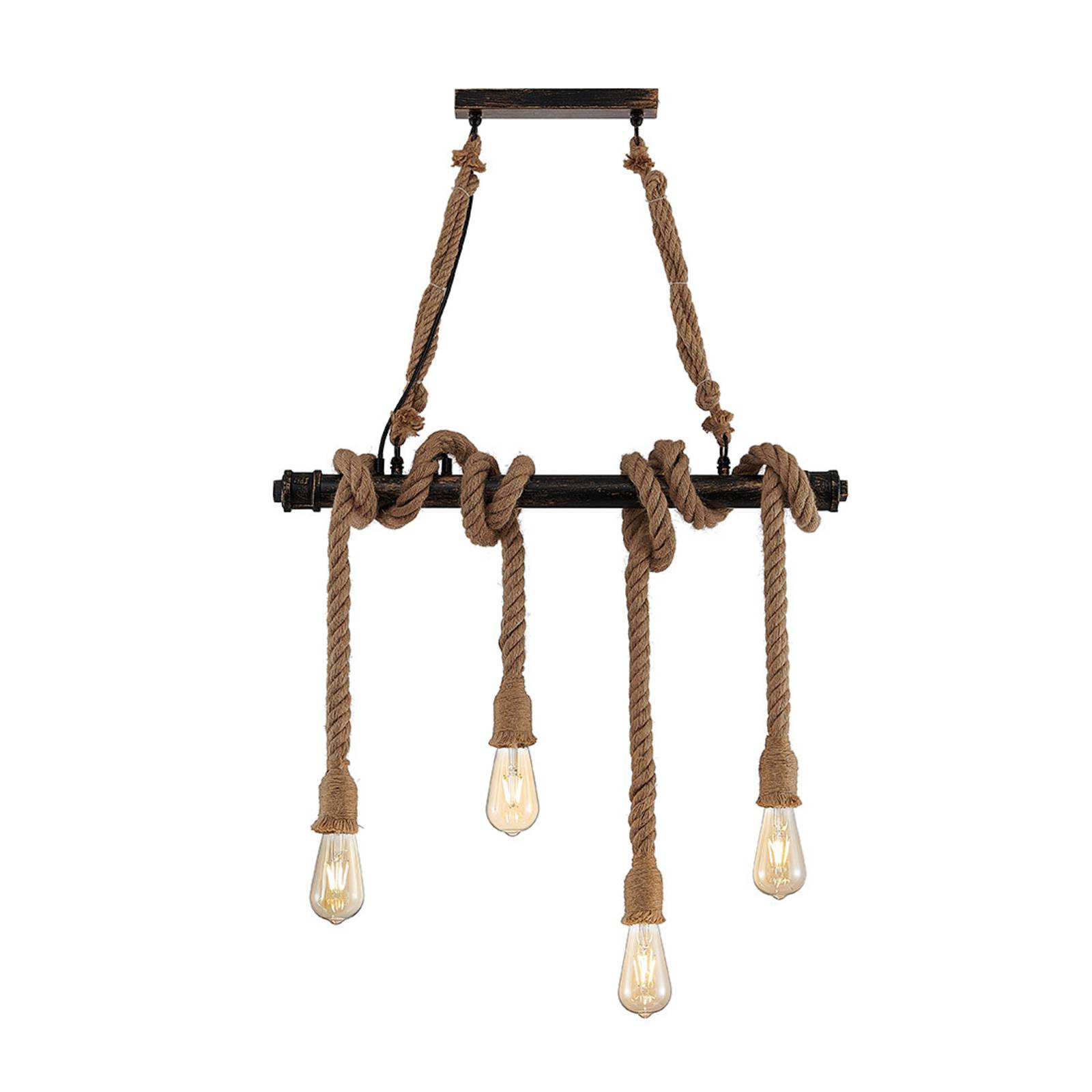 Lindby Hajo függő lámpa, négy izzós, kötéllel