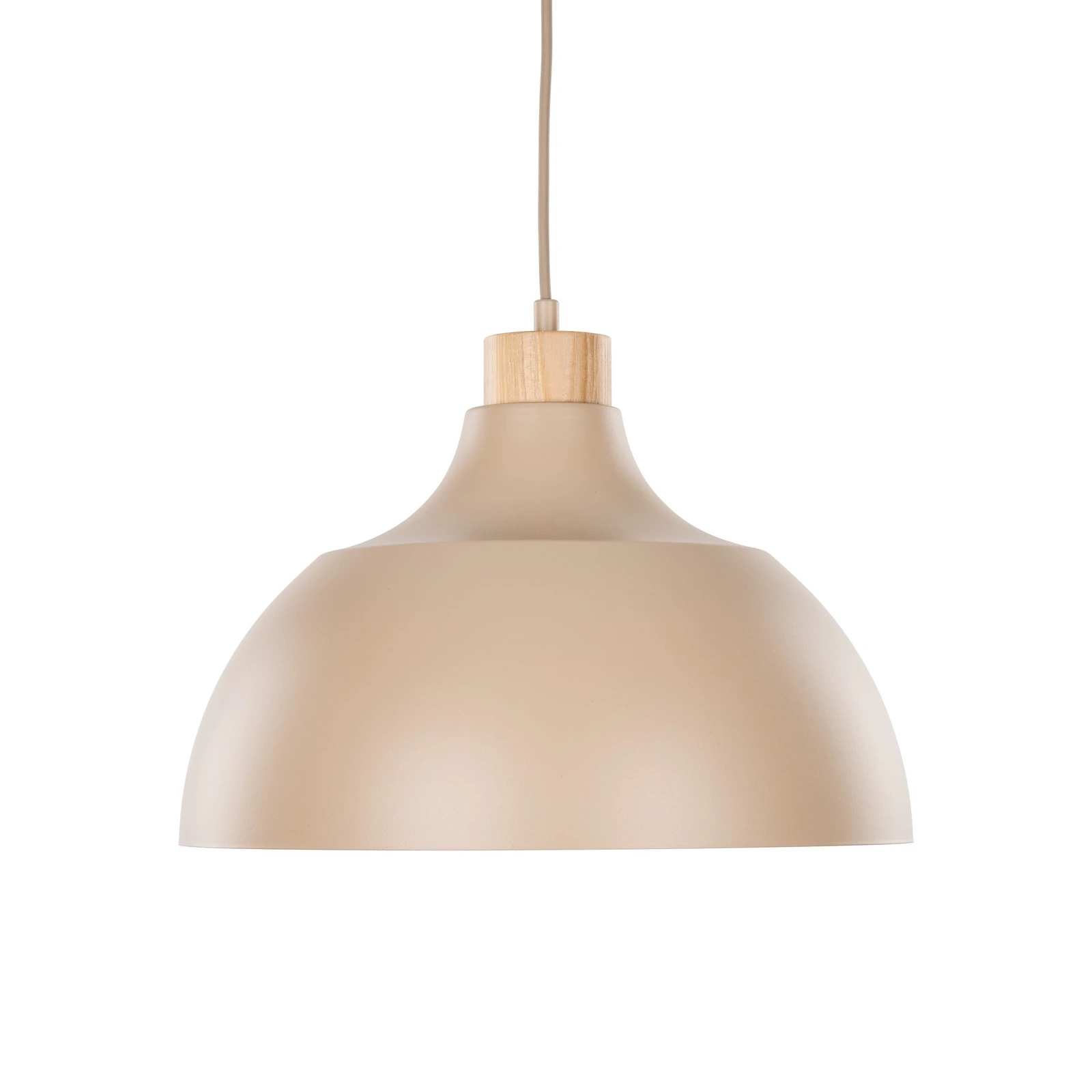 Suspension Envostar Kaitt, couleur sable, Ø 34 cm, détail en bois