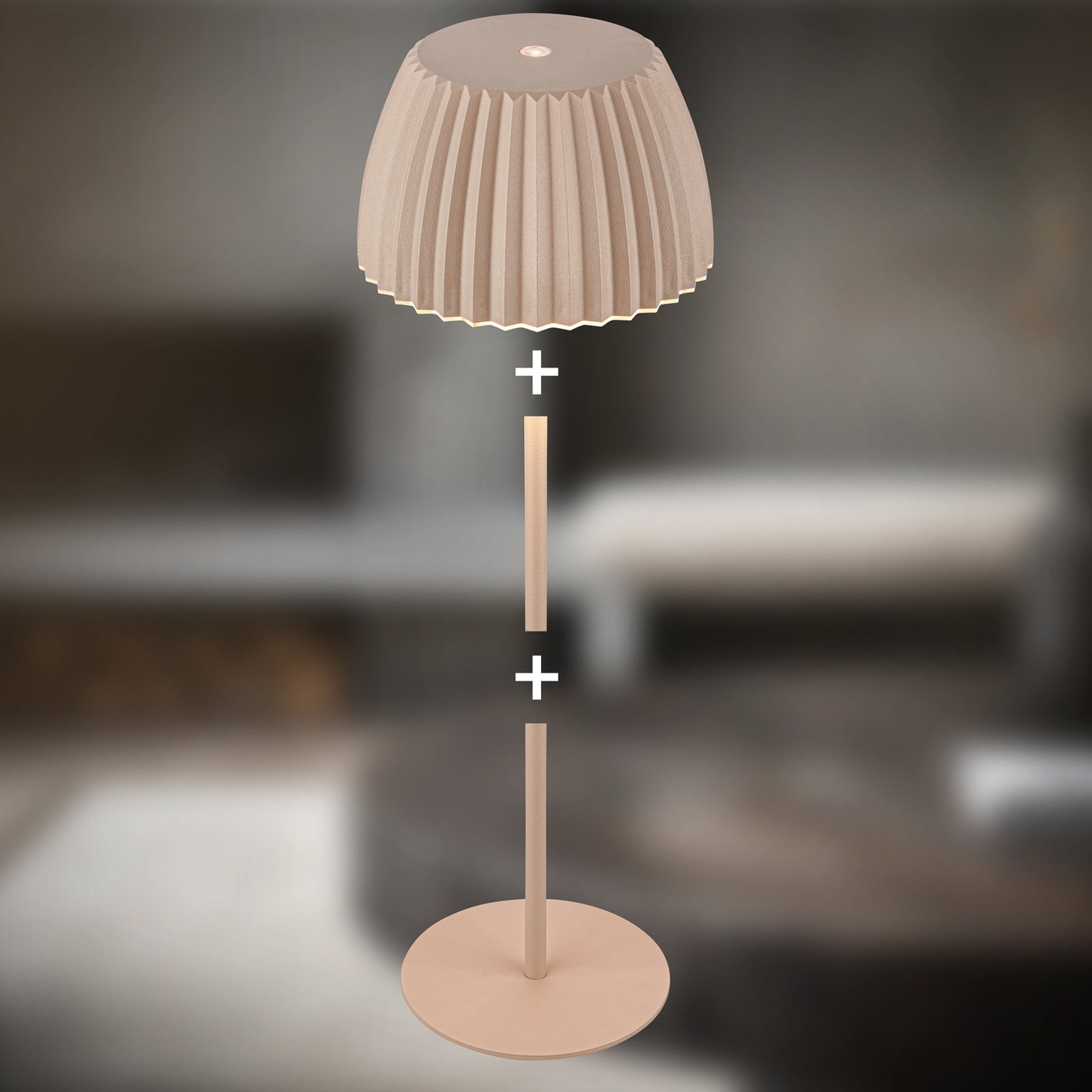 LED акумулаторна настолна лампа Brilo unplugged Riffle, 36 cm, бежова