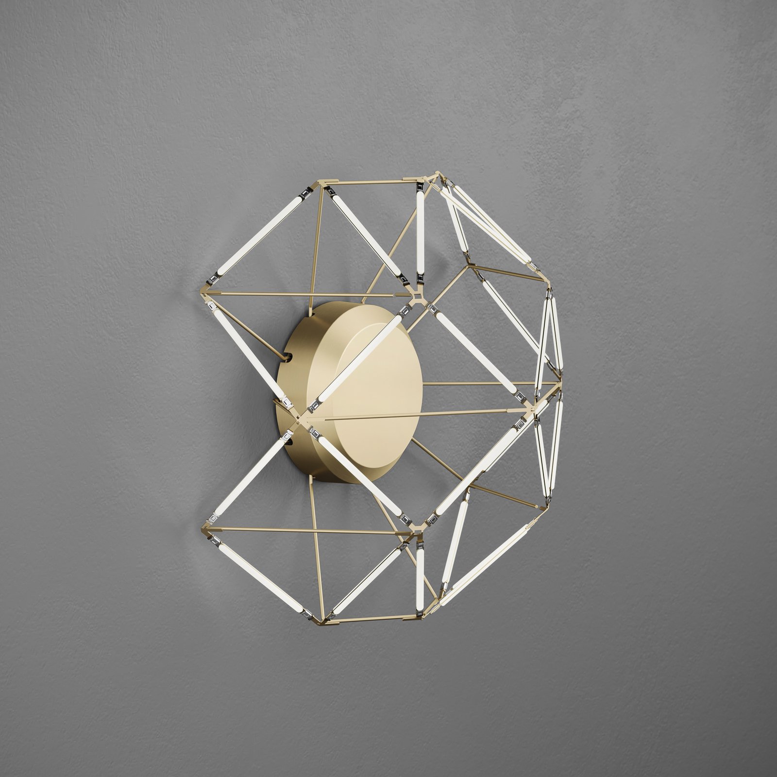 Euclide LED wall light, gold-coloured, metal, 37.5 cm wide