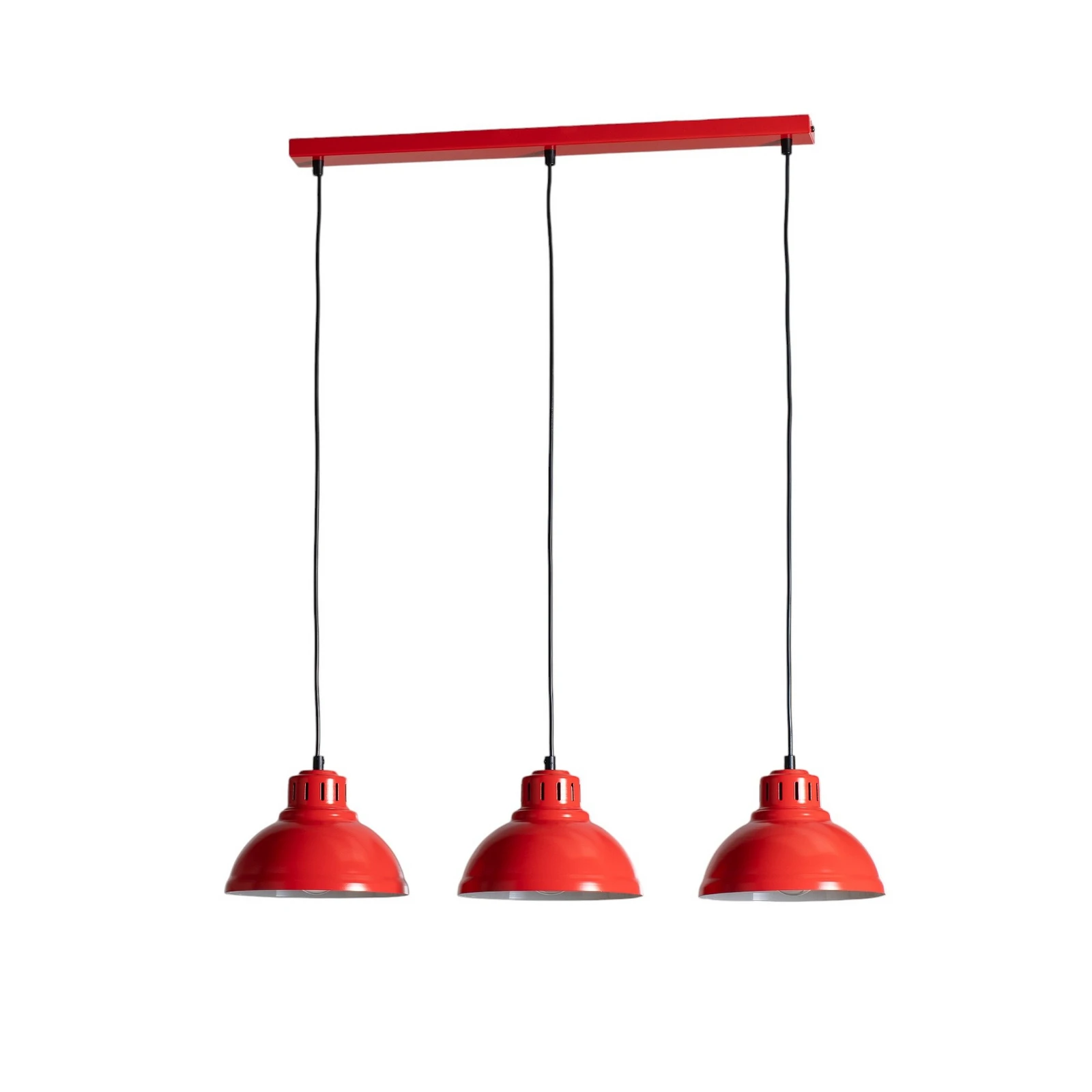 Candeeiro suspenso Sven, três luzes, vermelho, aço, E27