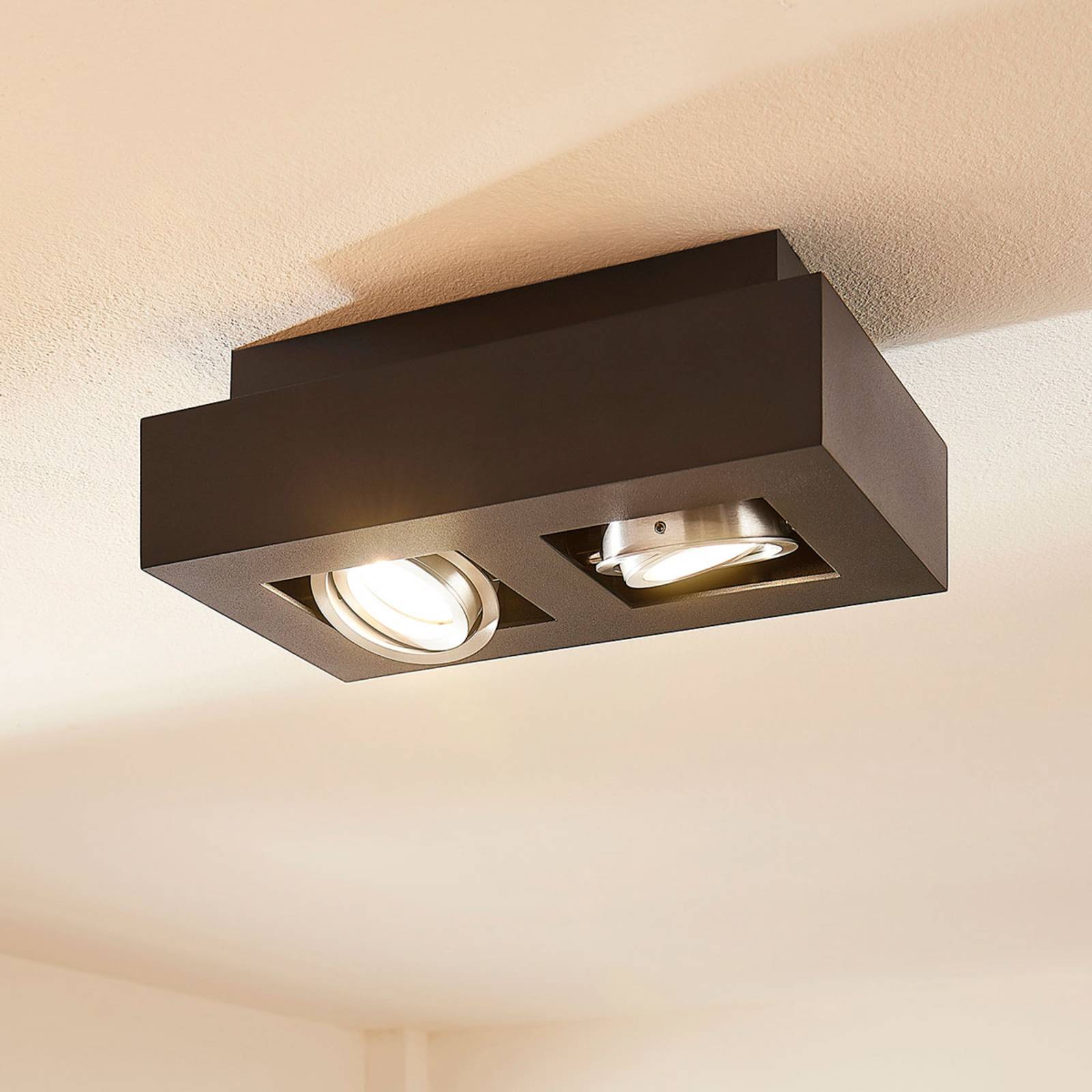 LED plafondlamp Vince, 25x14cm in zwart